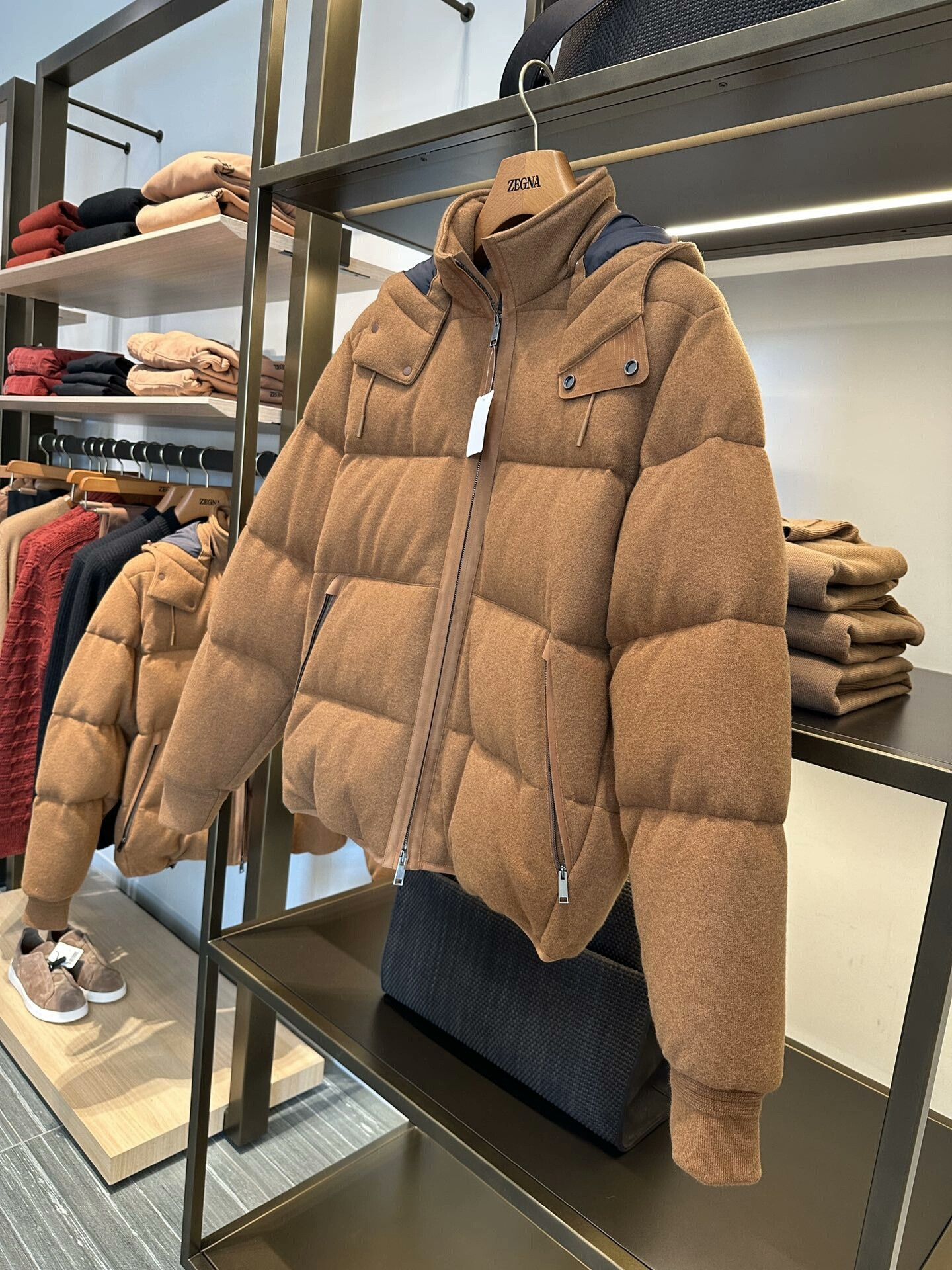 Ermenegildo Zegna Zegna Brown Cashmere Puffer Jacket for Men Size US M / EU 48-50 / 2 - 3 Thumbnail