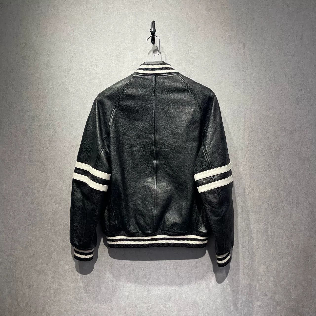 Celine Celine Striped Black Leather Varsity Jacket Size US S / EU 44-46 / 1 - 2 Thumbnail