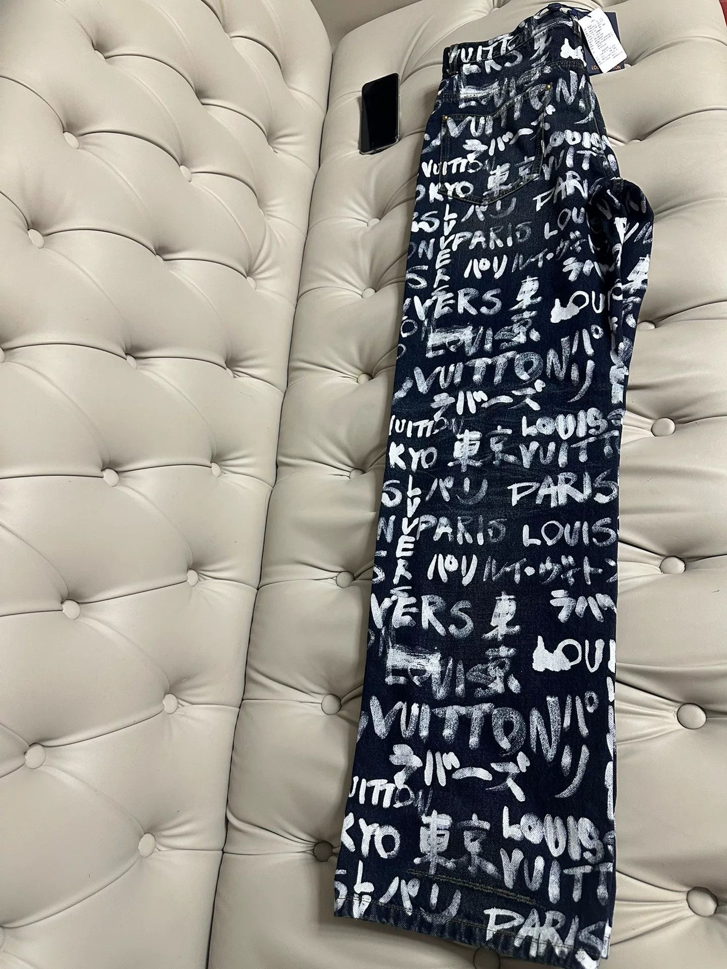 Louis Vuitton Louis Vuitton Nigo Graffiti Denim Pants Size US 30 / EU 46 - 3 Thumbnail