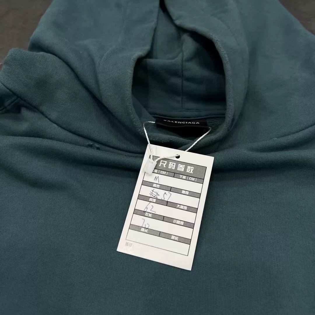 Balenciaga Balenciaga Vintage-Style Hooded Sweatshirt Turquoise Size US M / EU 48-50 / 2 - 5 Thumbnail