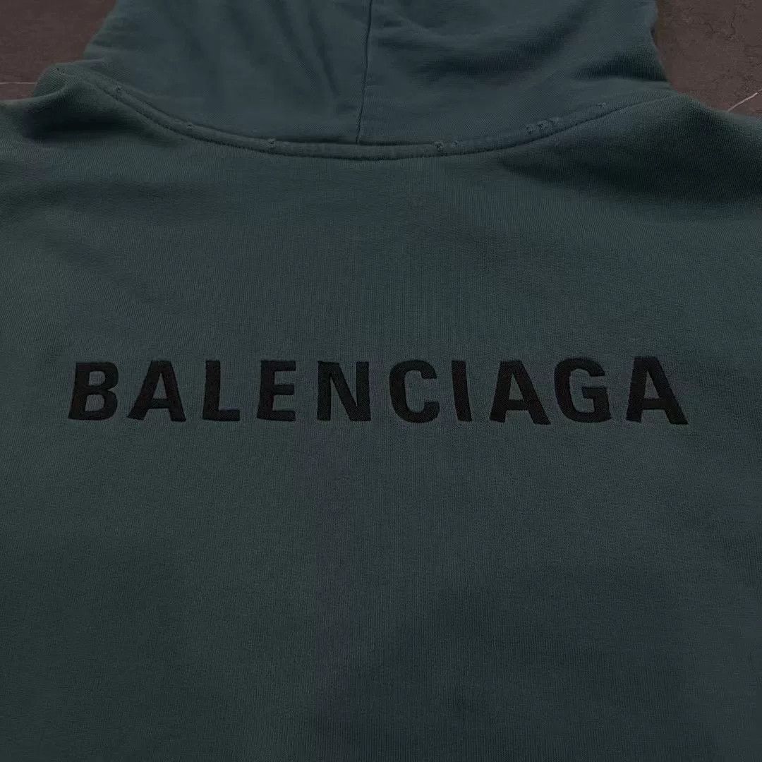 Balenciaga Balenciaga Vintage-Style Hooded Sweatshirt Turquoise Size US M / EU 48-50 / 2 - 4 Thumbnail