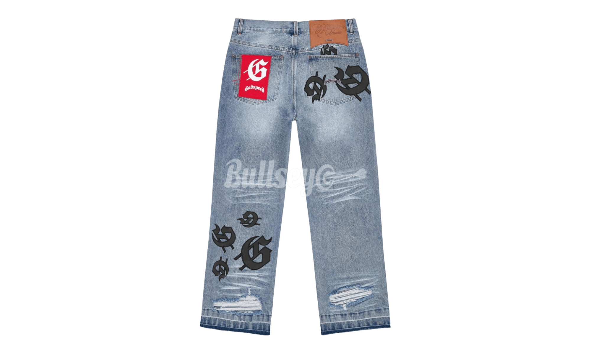 Godspeed Scattered GS Logo Blue Wash Denim Jeans Size US 28 / EU 44 - 2 Thumbnail
