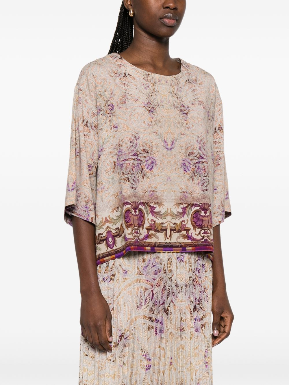 Pierre-Louis Mascia PRINTED SILK BLOUSE Size L / US 10 / IT 46 - 5 Thumbnail