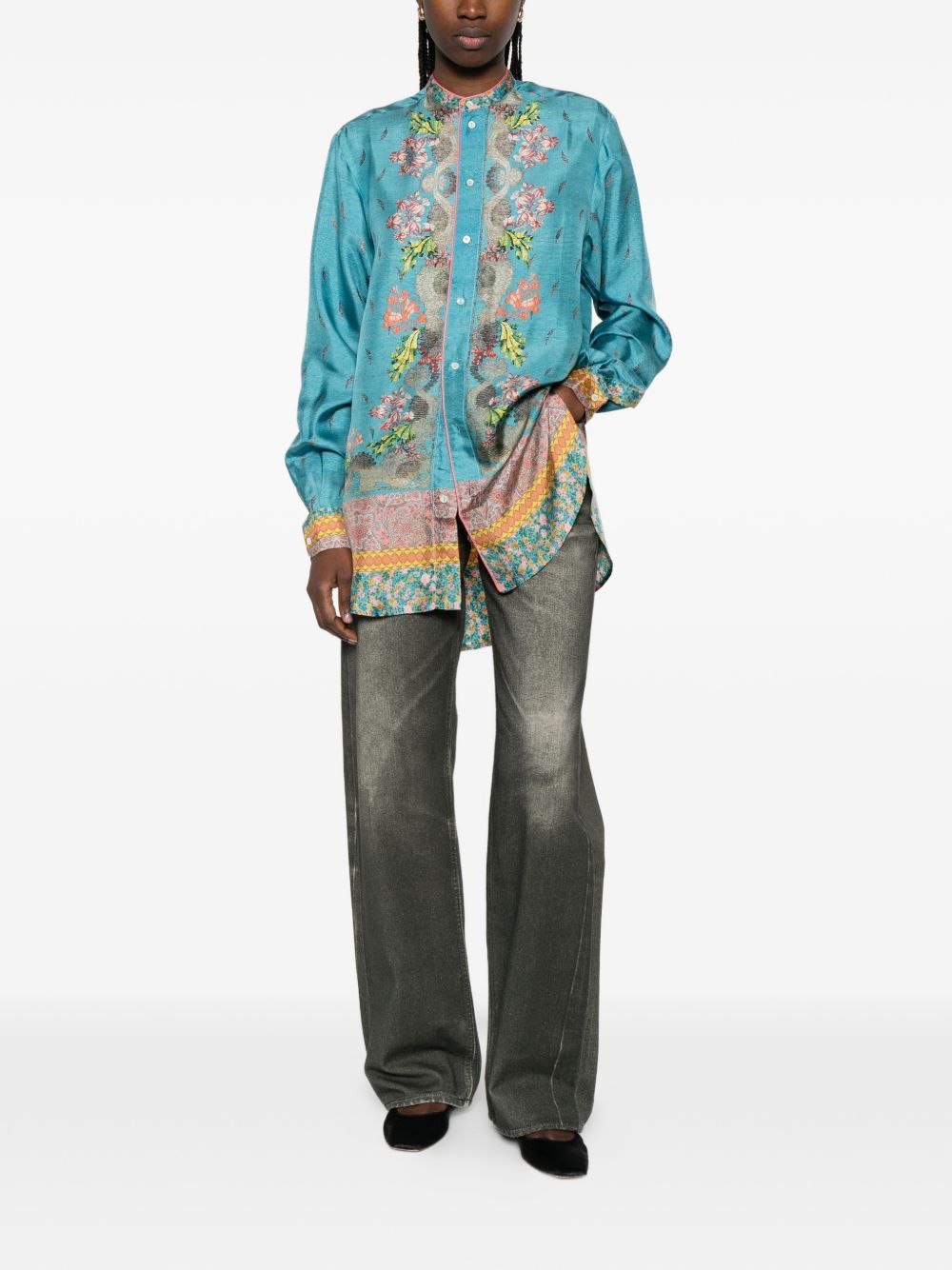 Pierre-Louis Mascia PRINTED SILK SHIRT Size XL / US 12-14 / IT 48-50 - 2 Thumbnail