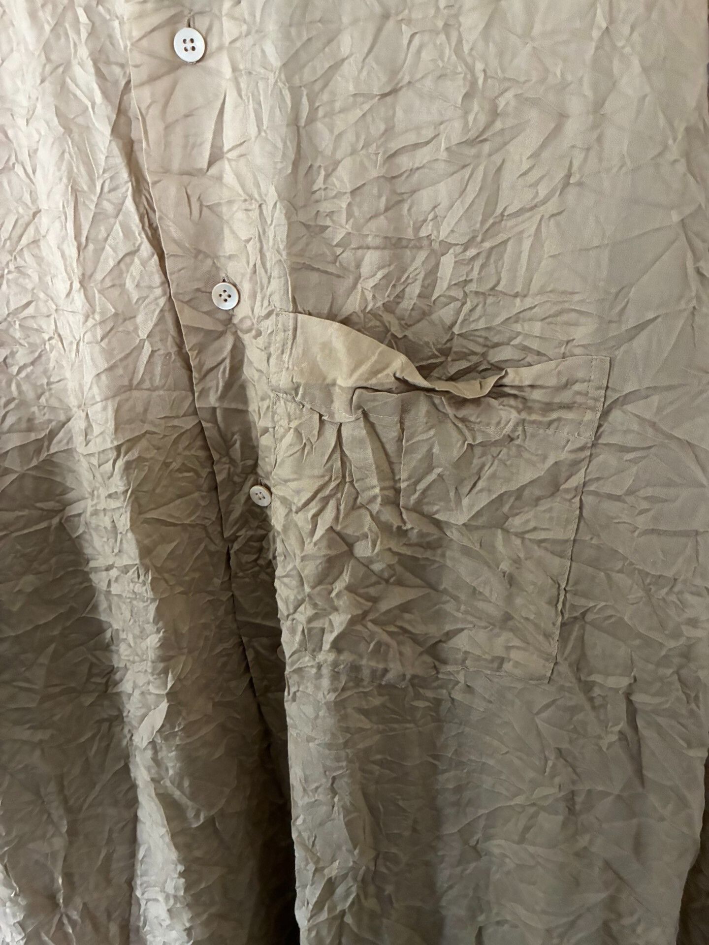 Issey Miyake Issey Miyake Beige Wrinkled Relaxed Shirt Size US M / EU 48-50 / 2 - 4 Thumbnail