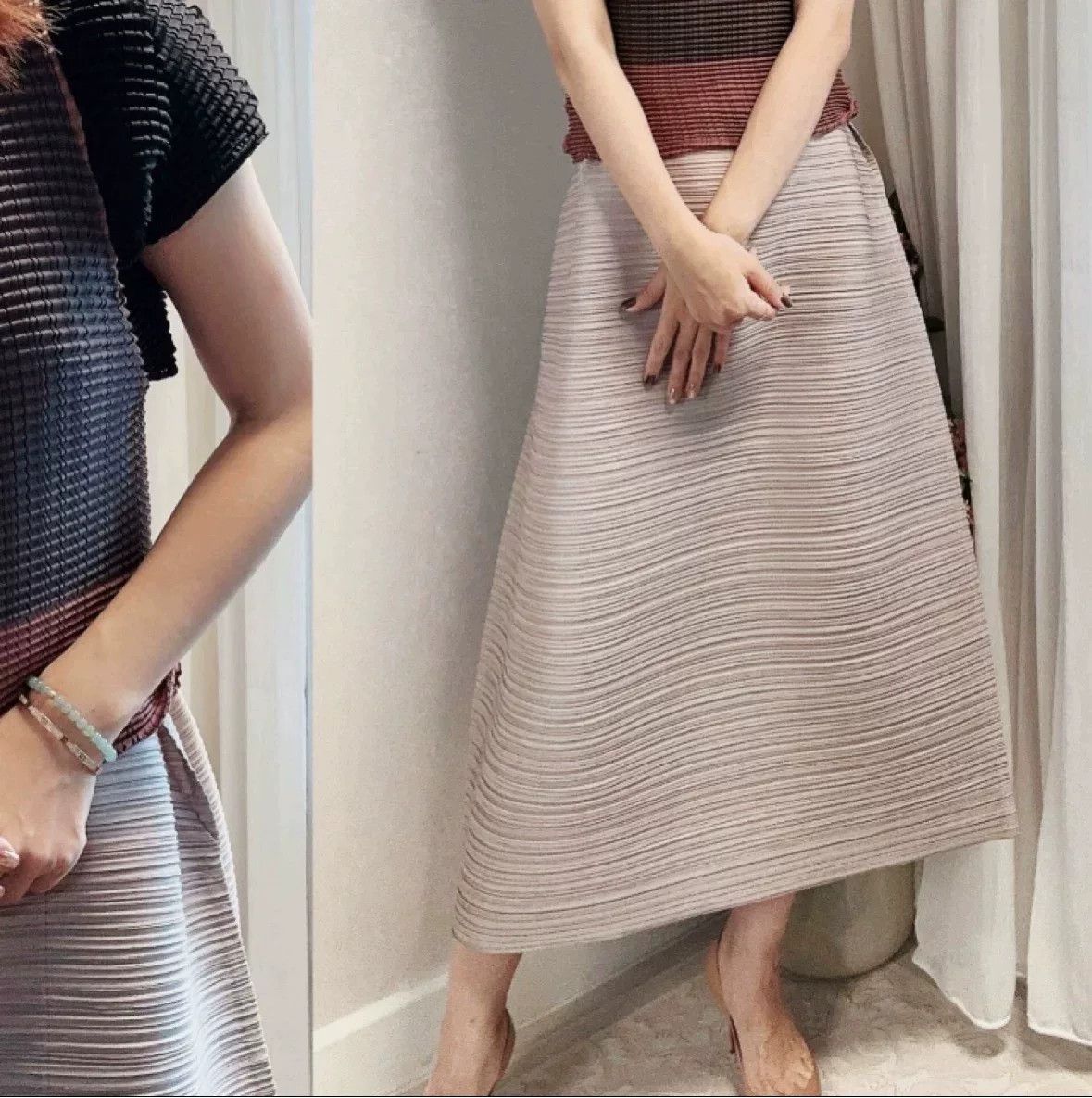 Issey Miyake Issey Miyake Pleated Skirt in Beige Size 25" / US 0 / IT 36 - 3 Thumbnail
