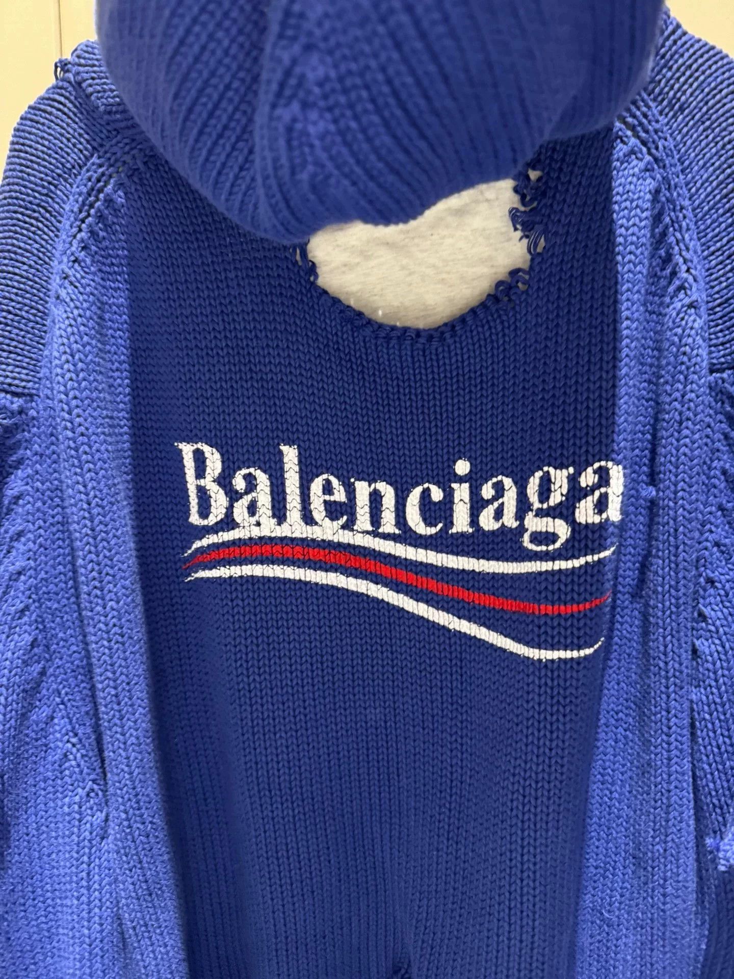 Balenciaga Balenciaga Distressed Blue Logo Hoodie Size US XS / EU 42 / 0 - 3 Thumbnail