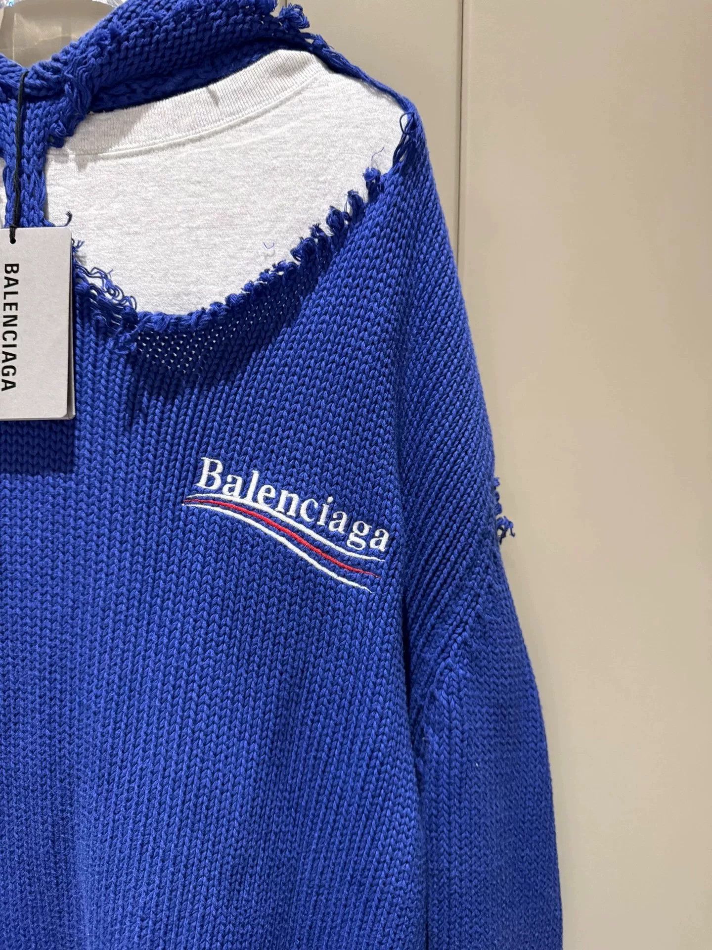 Balenciaga Balenciaga Distressed Blue Logo Hoodie Size US XS / EU 42 / 0 - 4 Thumbnail
