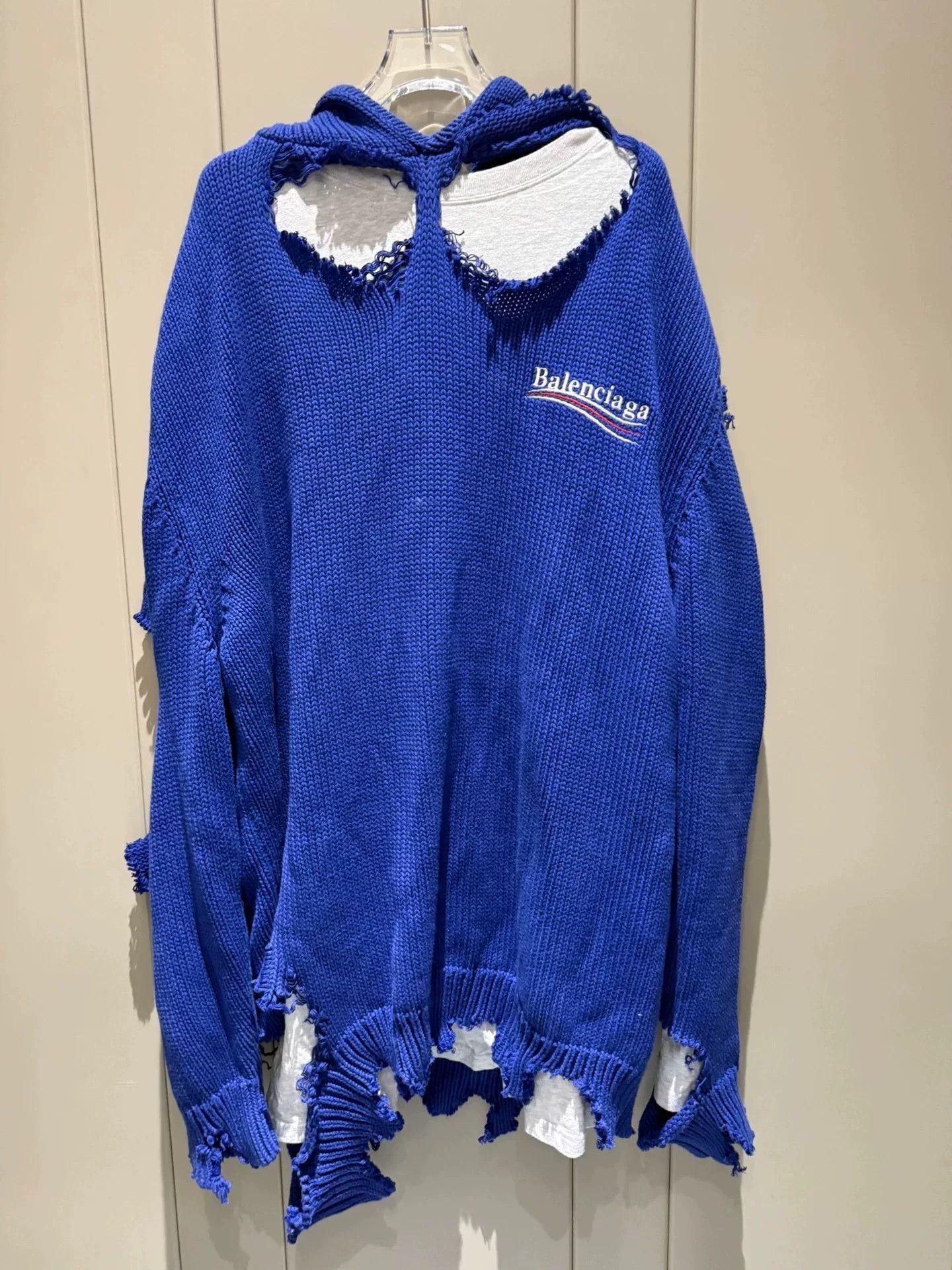 Balenciaga Balenciaga Distressed Blue Logo Hoodie Size US XS / EU 42 / 0 - 5 Thumbnail