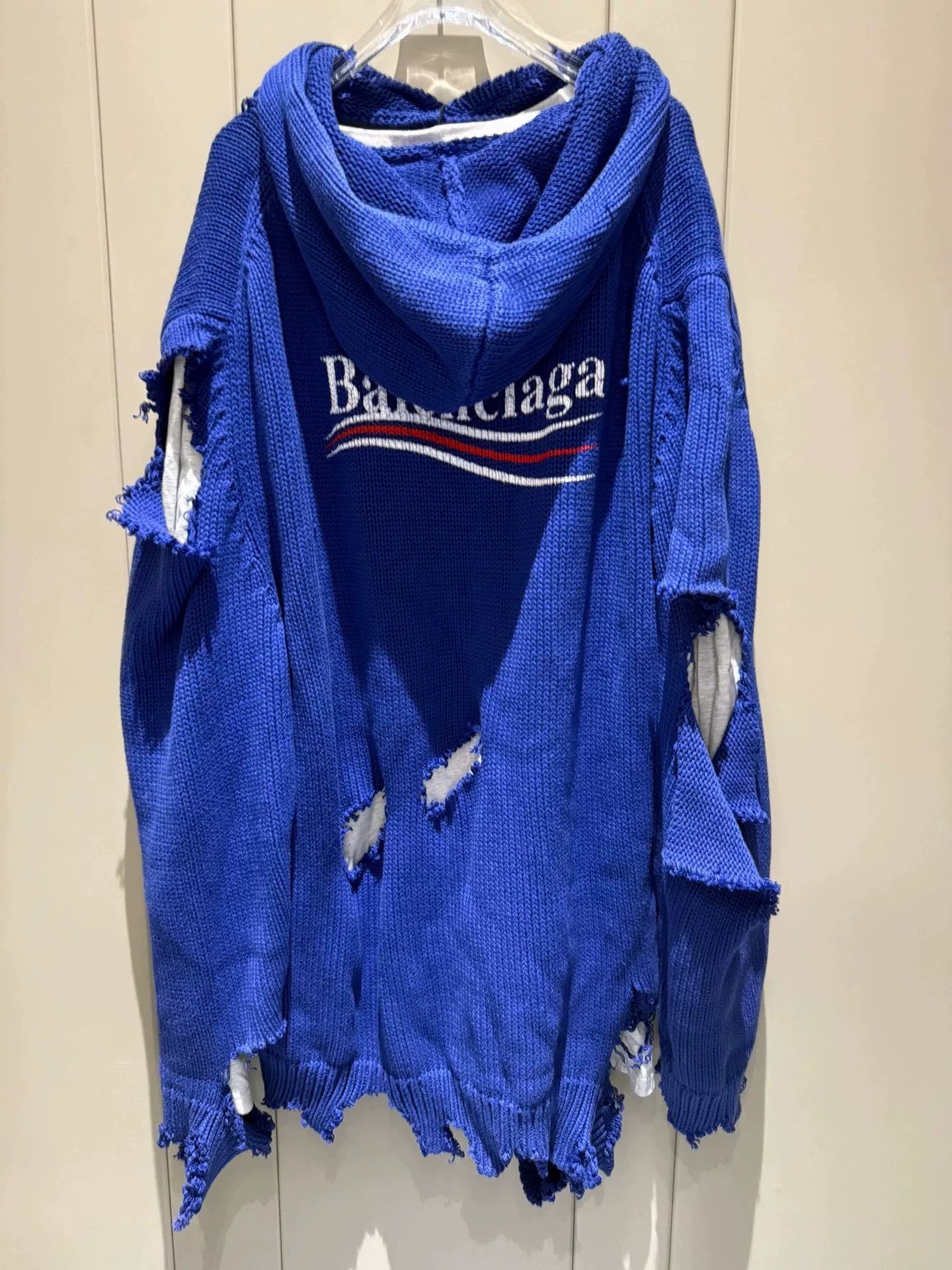 Balenciaga Balenciaga Distressed Blue Logo Hoodie Size US XS / EU 42 / 0 - 2 Thumbnail