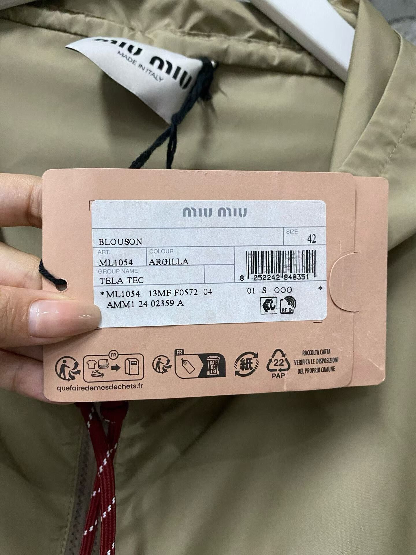 Miu Miu New Miu Miu Zip-Up Jacket in Light Khaki Size M / US 6-8 / IT 42-44 - 8 Thumbnail