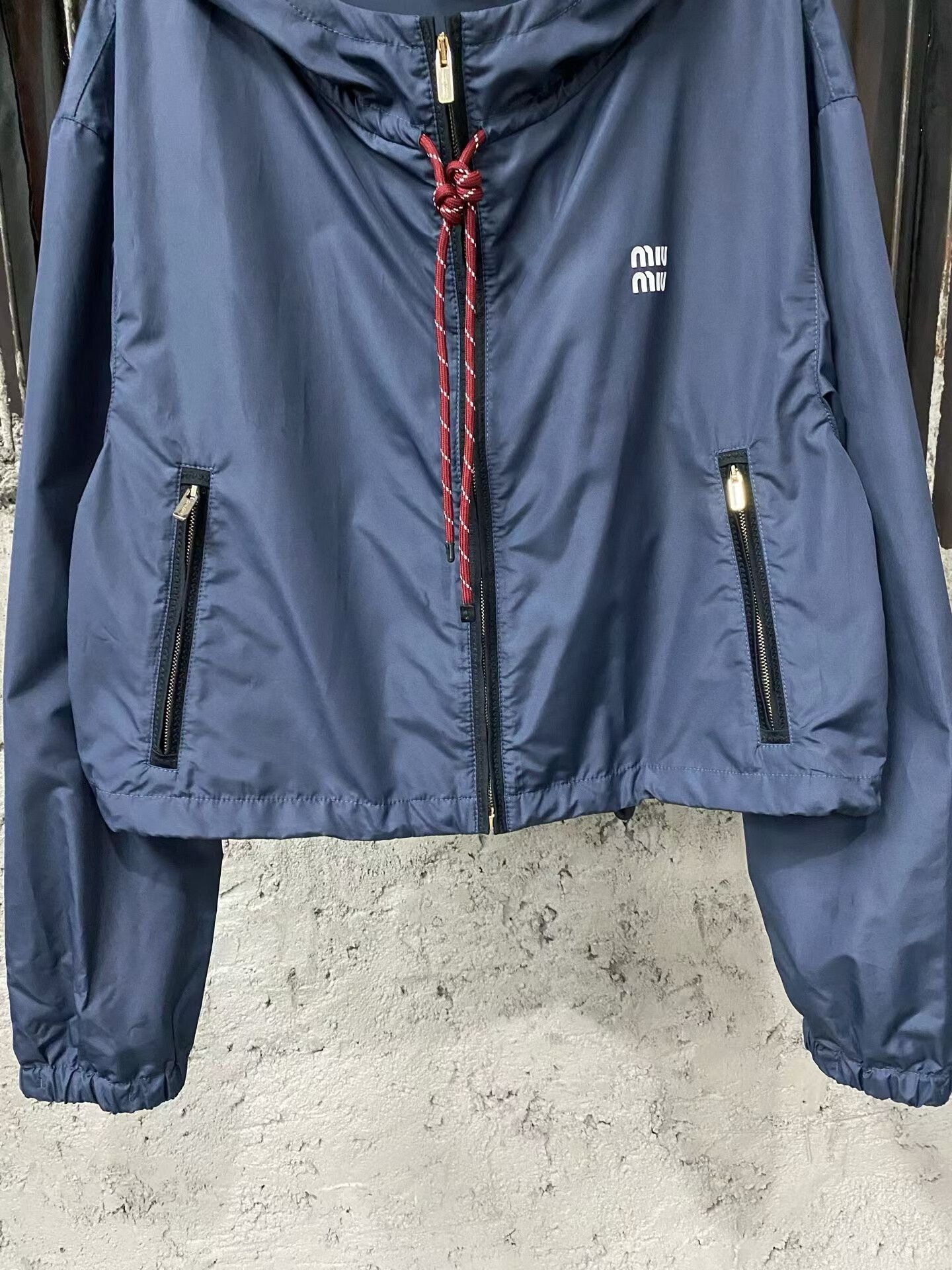 Miu Miu Miu Miu Cropped Zip-Up Jacket in Navy Size S / US 4 / IT 40 - 4 Thumbnail