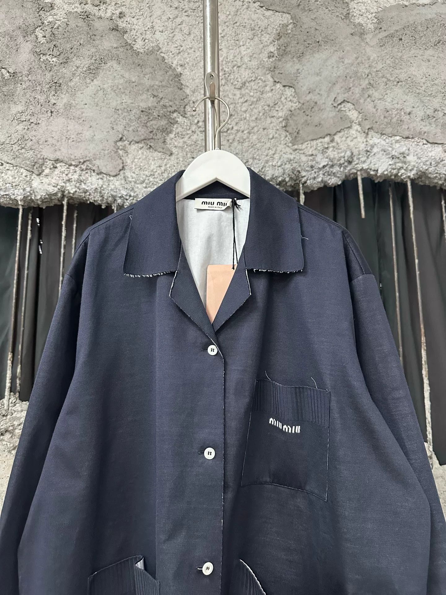 Miu Miu Miumiu Navy Knit Layered Jacket Size M / US 6-8 / IT 42-44 - 3 Thumbnail