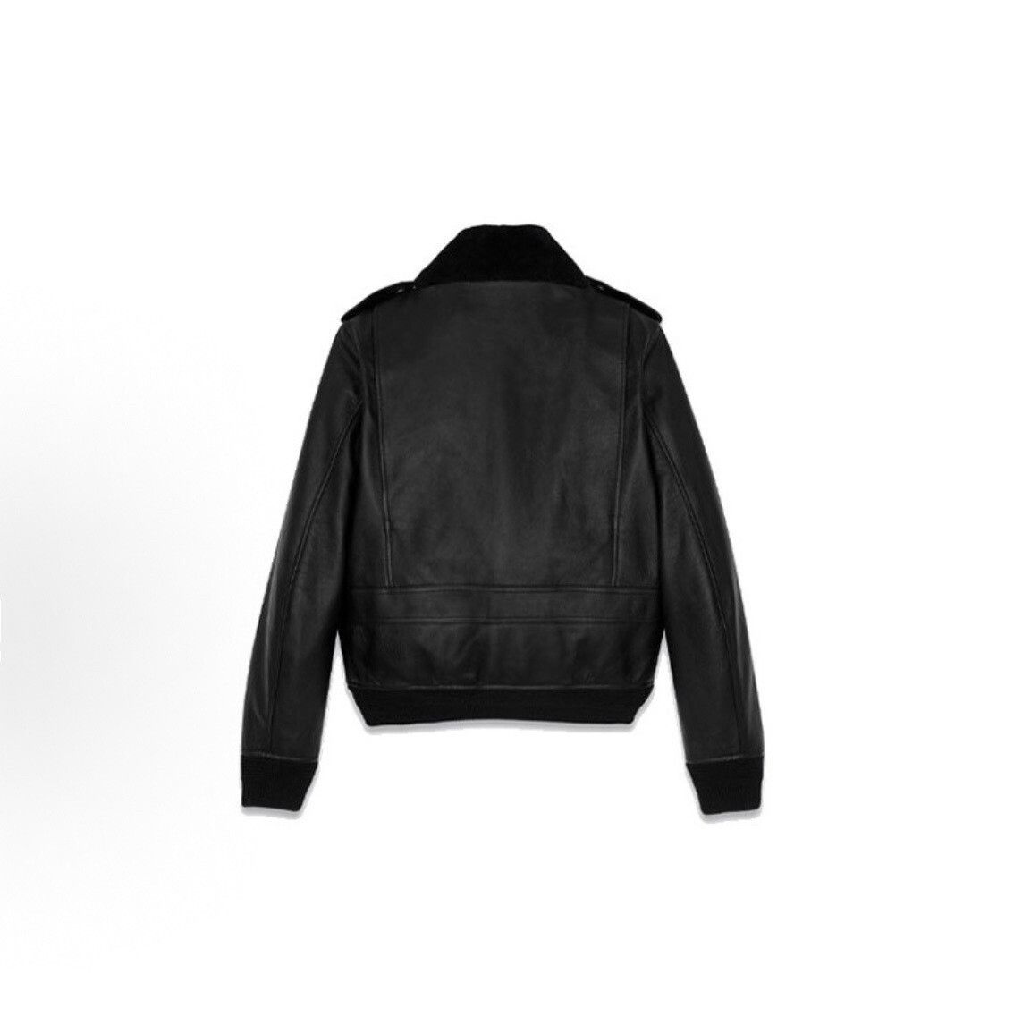 Yves Saint Laurent YSL Black Leather Bomber Jacket with Collar Size US M / EU 48-50 / 2 - 3 Thumbnail