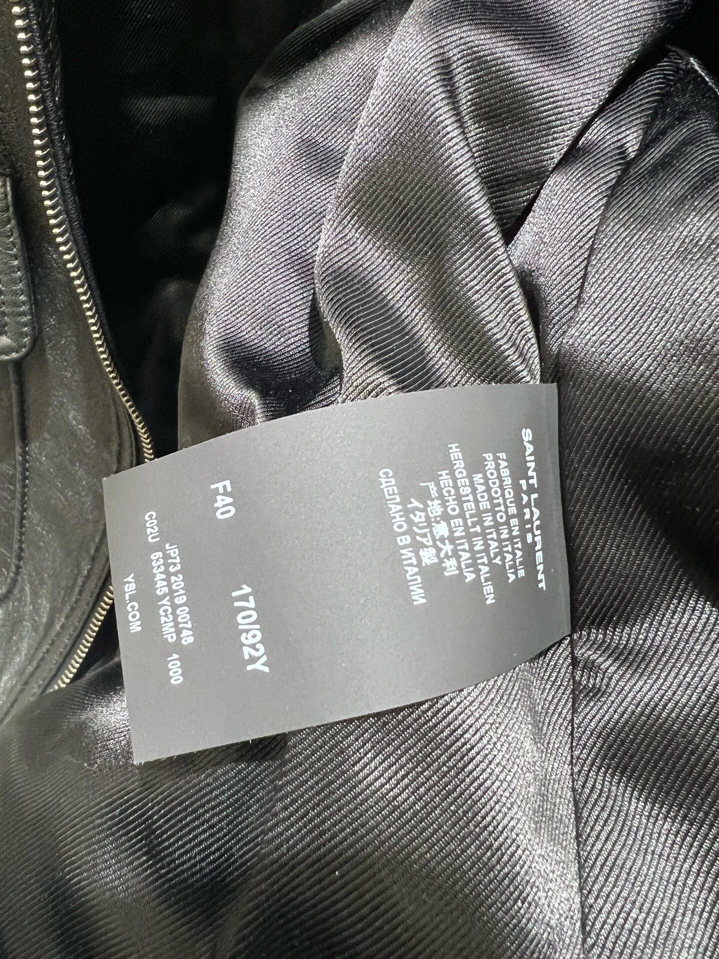 Yves Saint Laurent YSL Black Leather Bomber Jacket with Collar Size US M / EU 48-50 / 2 - 4 Thumbnail