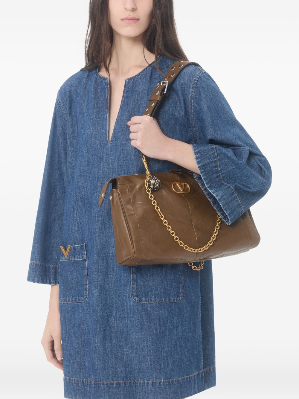 Valentino VLOGO SIGNATURE DENIM SHORT DRESS Size XS / US 0-2 / IT 36-38 - 4 Thumbnail