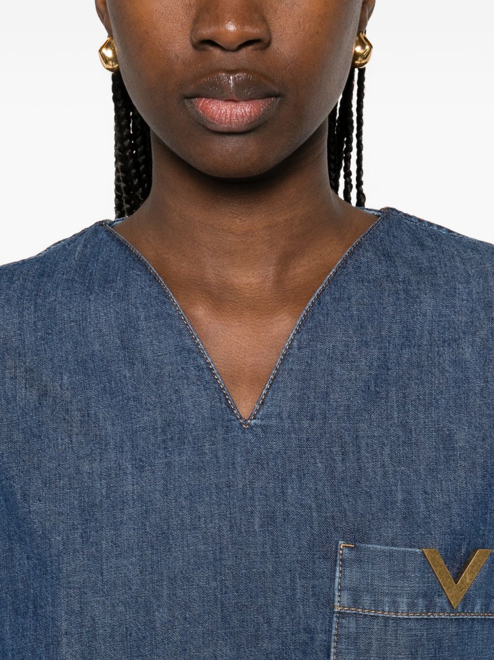Valentino VLOGO SIGNATURE DENIM BLOUSE Size M / US 6-8 / IT 42-44 - 2 Thumbnail