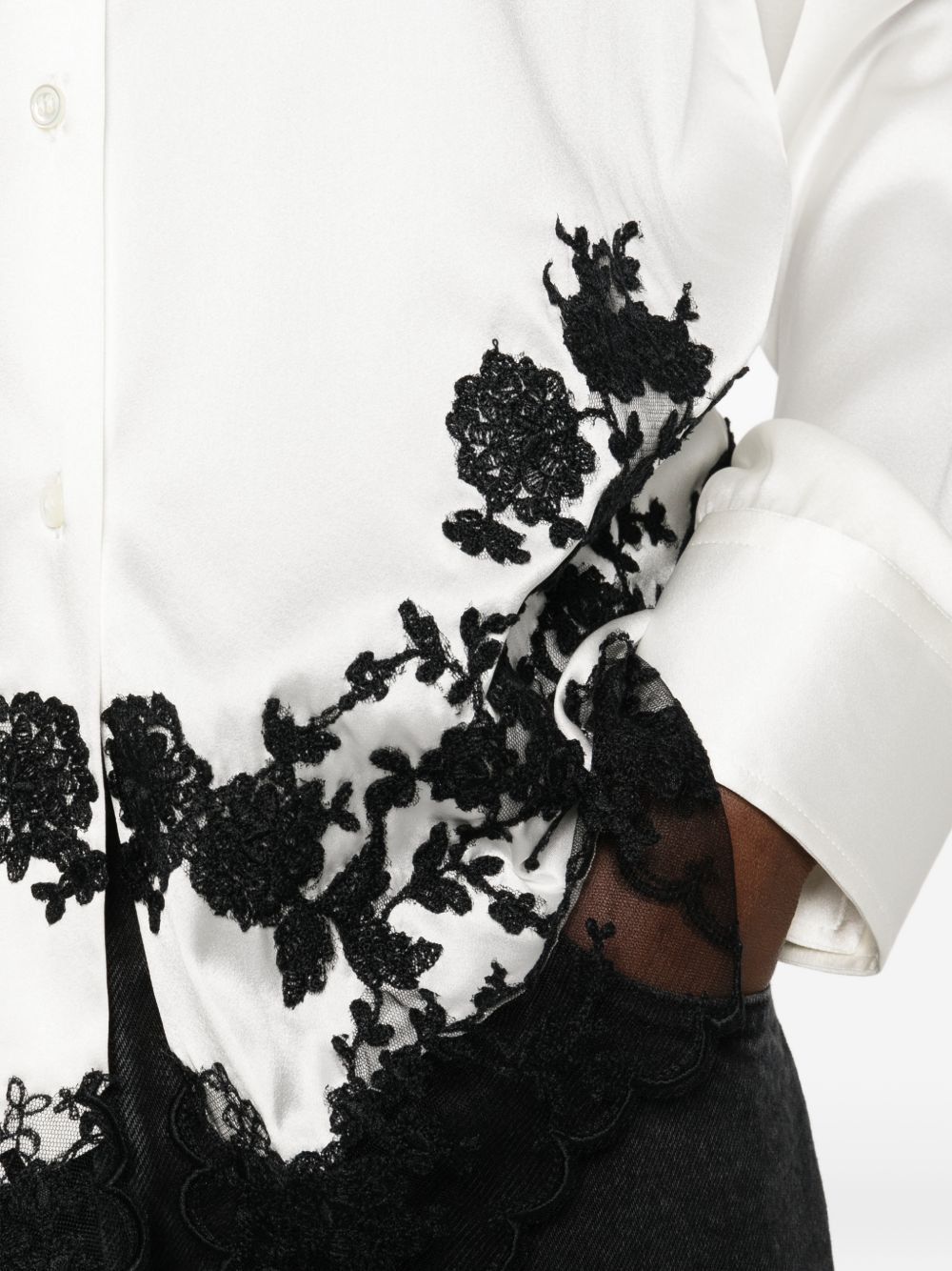 Ermanno Scervino SILK EMBROIDERED SHIRT Size M / US 6-8 / IT 42-44 - 2 Thumbnail