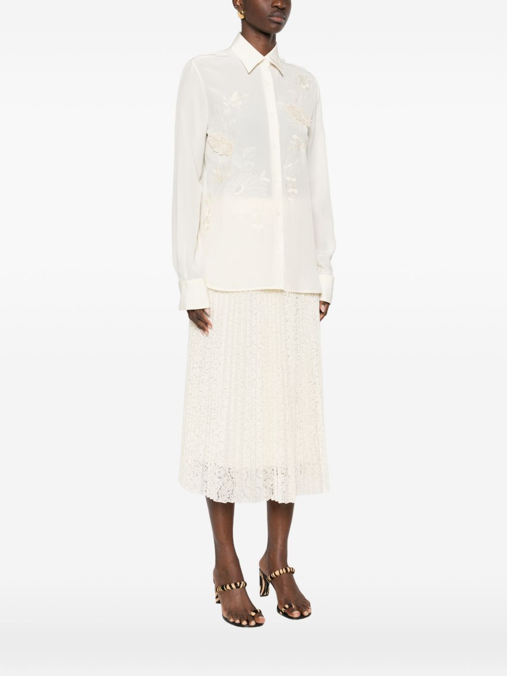 Ermanno Scervino EMBROIDERED SILK SHIRT Size M / US 6-8 / IT 42-44 - 2 Thumbnail