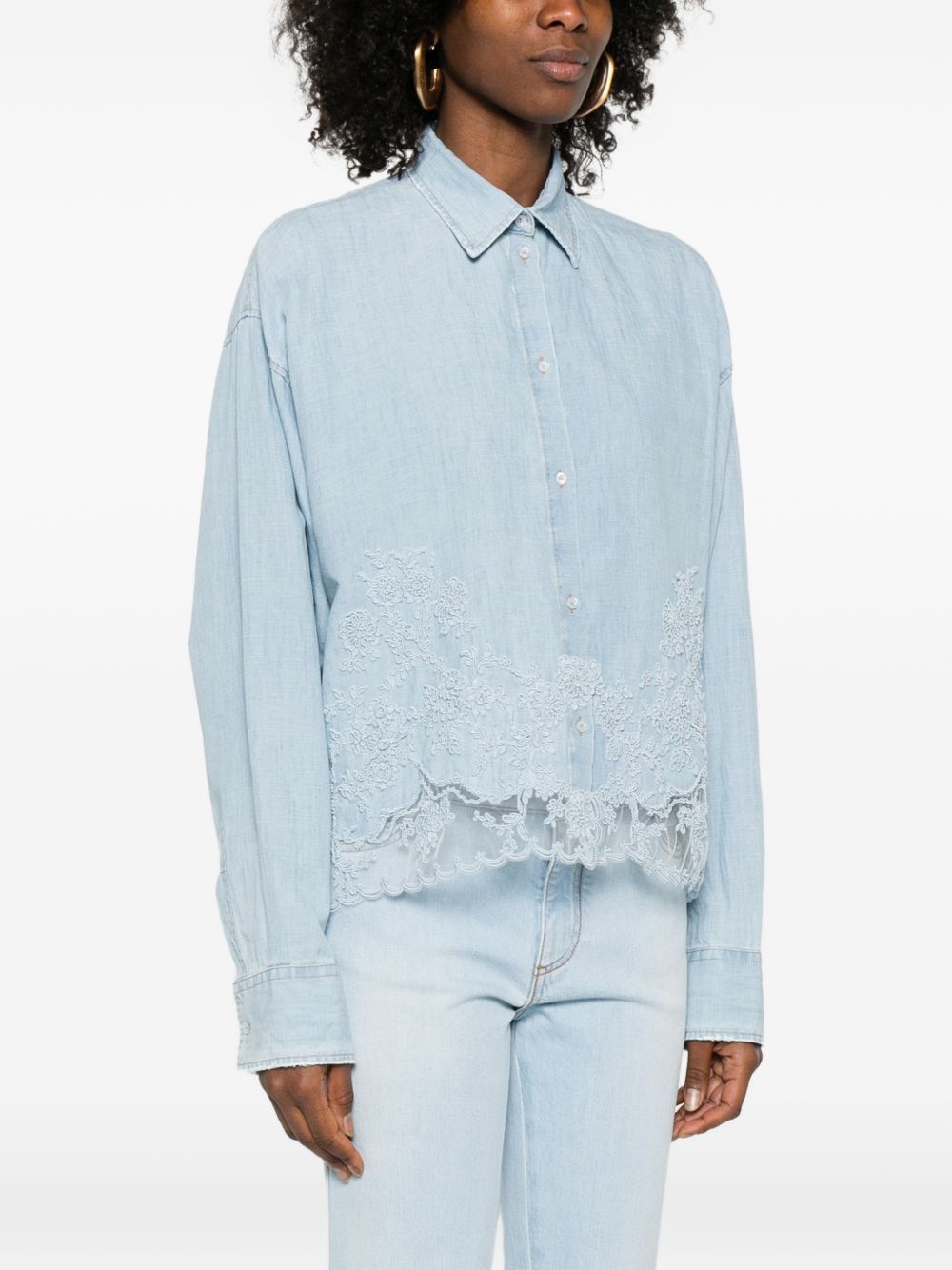 Ermanno Scervino COTTON AND LINEN EMBROIDERED SHIRT Size S / US 4 / IT 40 - 3 Thumbnail