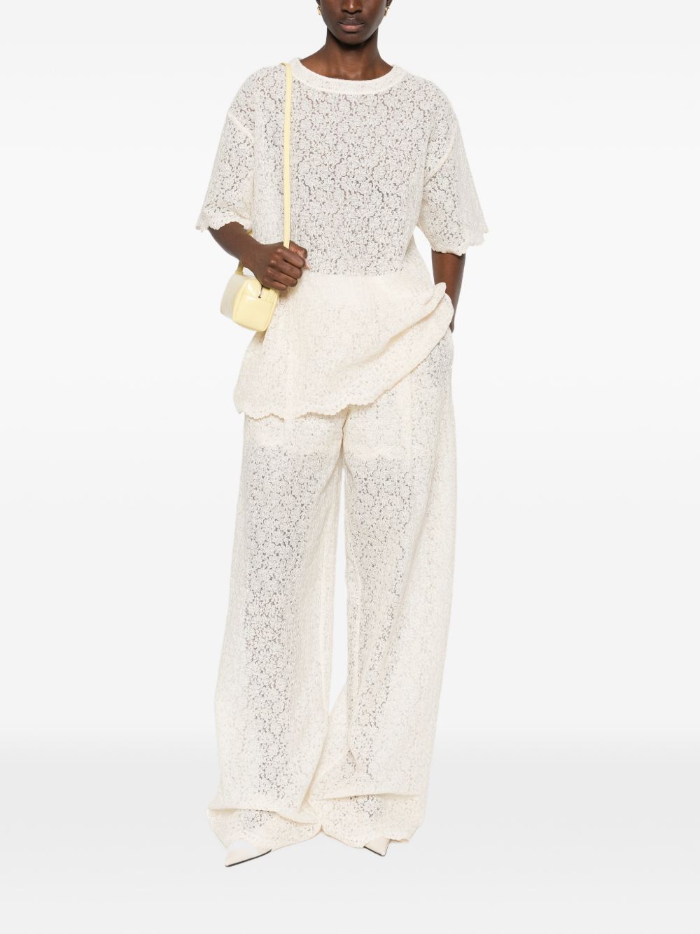 Ermanno Scervino EMBROIDERED WIDE-LEG TROUSERS Size 27" / US 4 / IT 40 - 3 Thumbnail