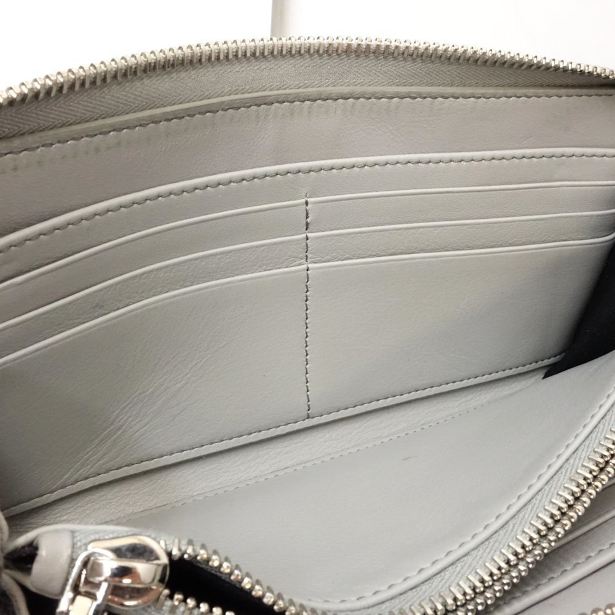 Dior Christian Dior Long Wallet 10-BO-0232 Oblique Calfskin Leather Zip Gray 181156 Size ONE SIZE - 8 Thumbnail