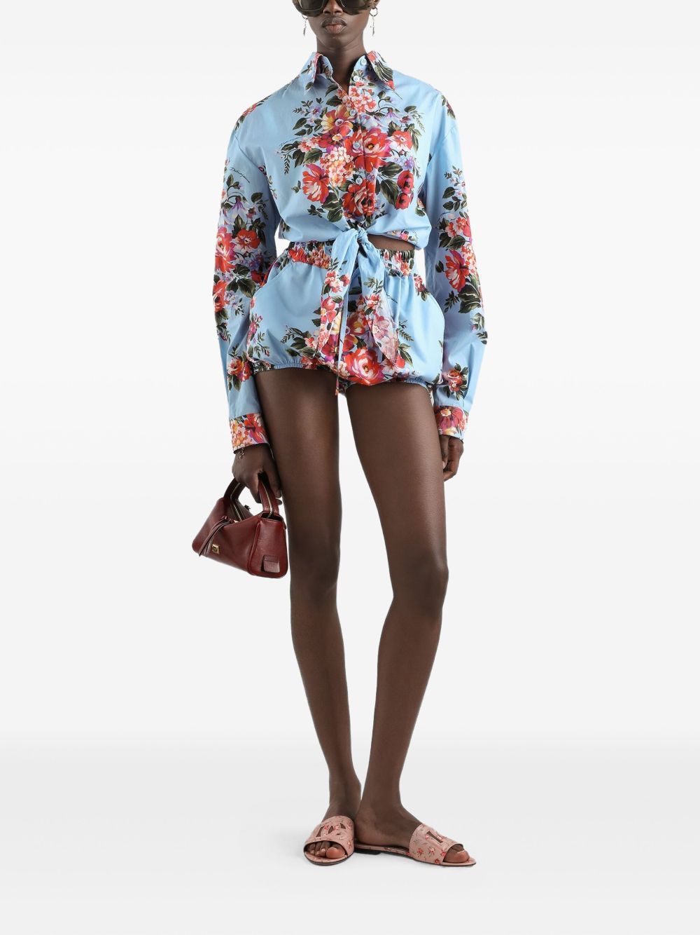 Dolce & Gabbana FLOWER PRINT COTTON SHIRT Size M / US 6-8 / IT 42-44 - 2 Thumbnail