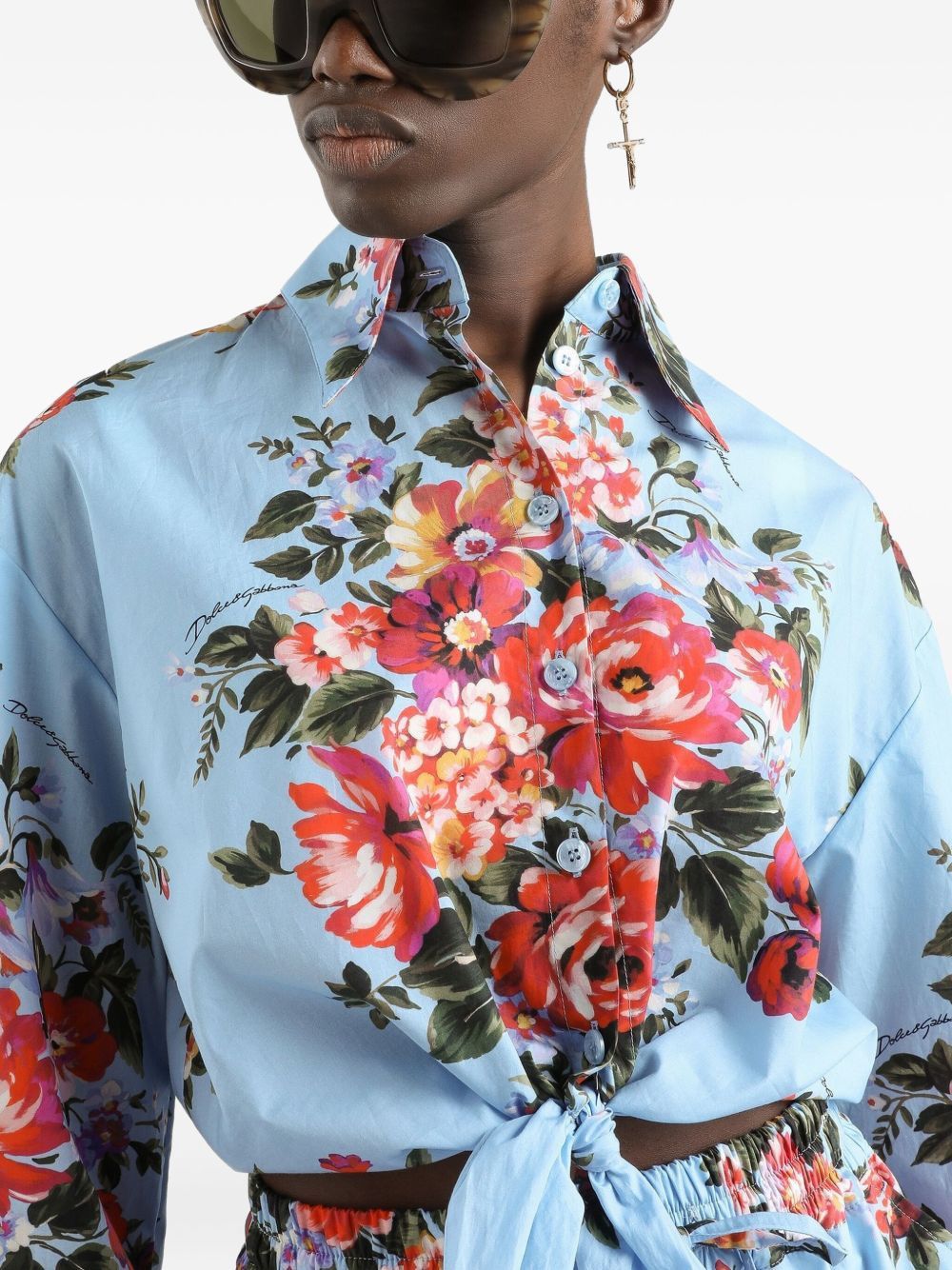 Dolce & Gabbana FLOWER PRINT COTTON SHIRT Size M / US 6-8 / IT 42-44 - 3 Thumbnail