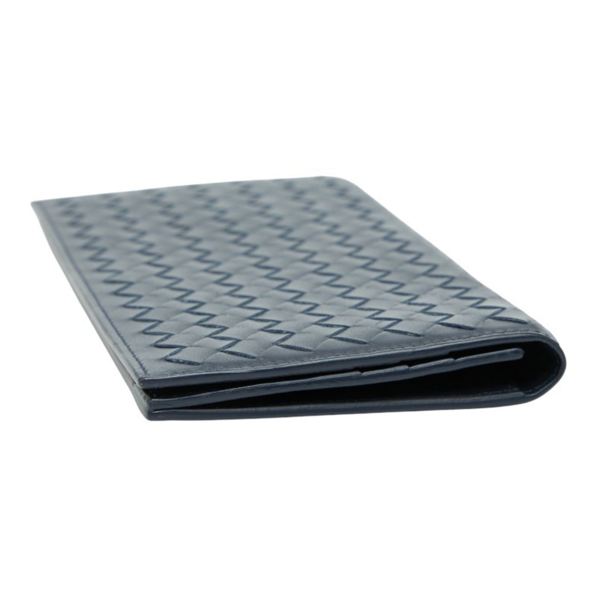 Bottega Veneta Bottega Veneta Intrecciato Bi-fold Wallet Navy Leather Women's BOTTEGAVENETA Size ONE SIZE - 4 Thumbnail