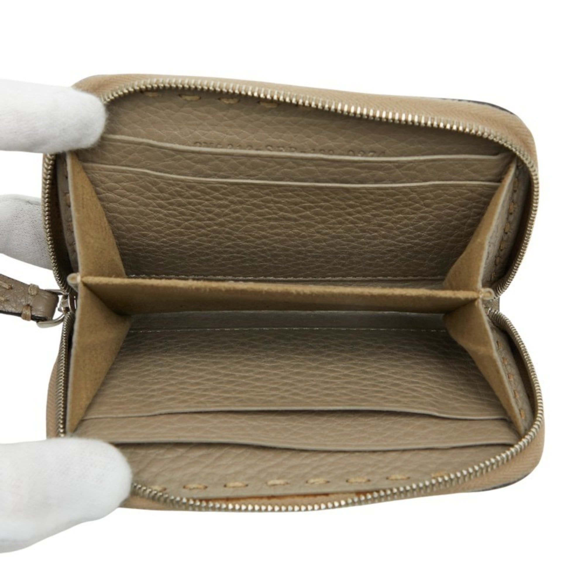 Fendi Fendi Selleria Wallet/Coin Purse 8M0313 Greige Leather Women's FENDI Size ONE SIZE - 6 Thumbnail