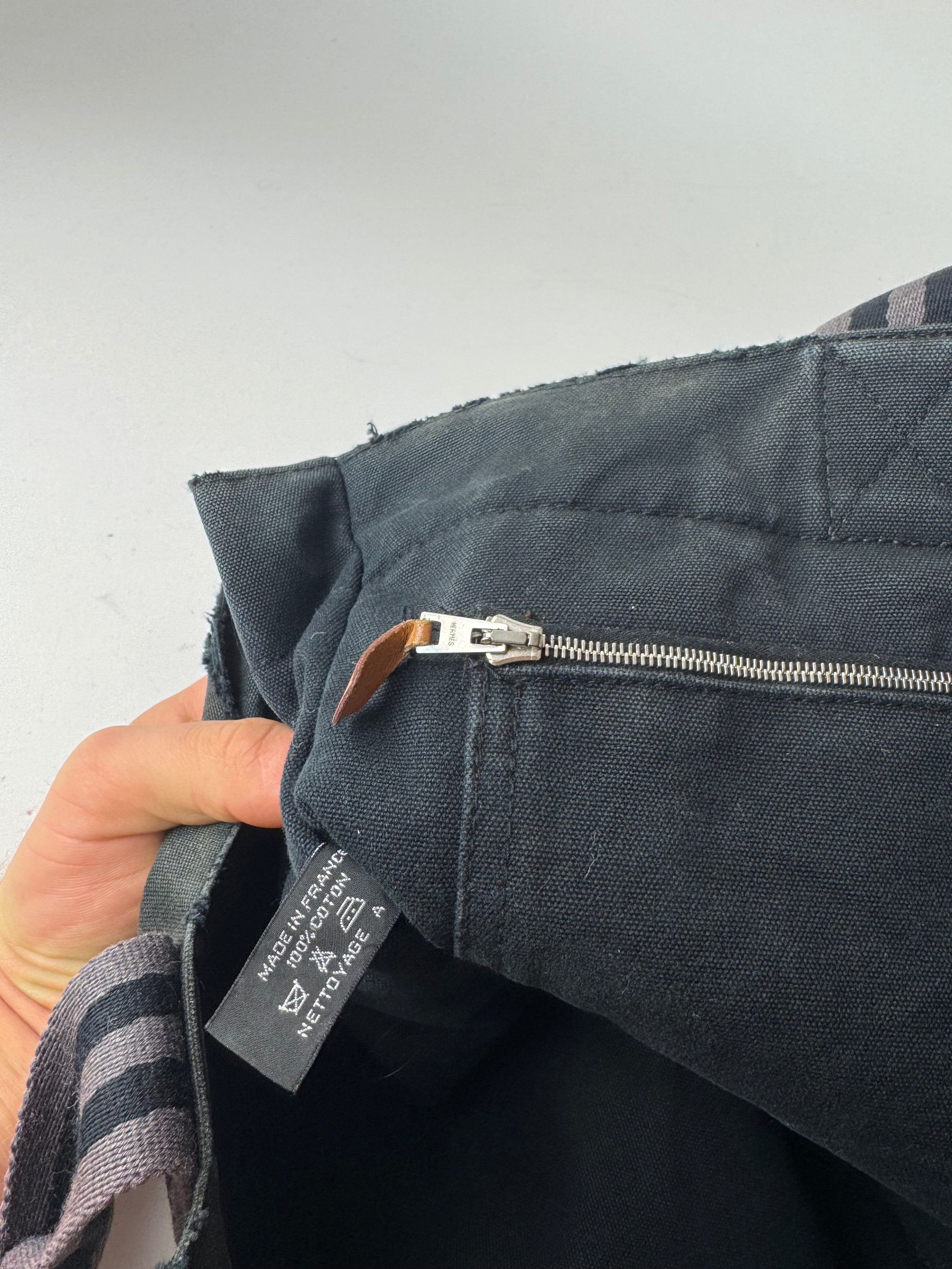Other Vintage Hermes Canvas Tote Bag black Grey Size ONE SIZE - 5 Thumbnail