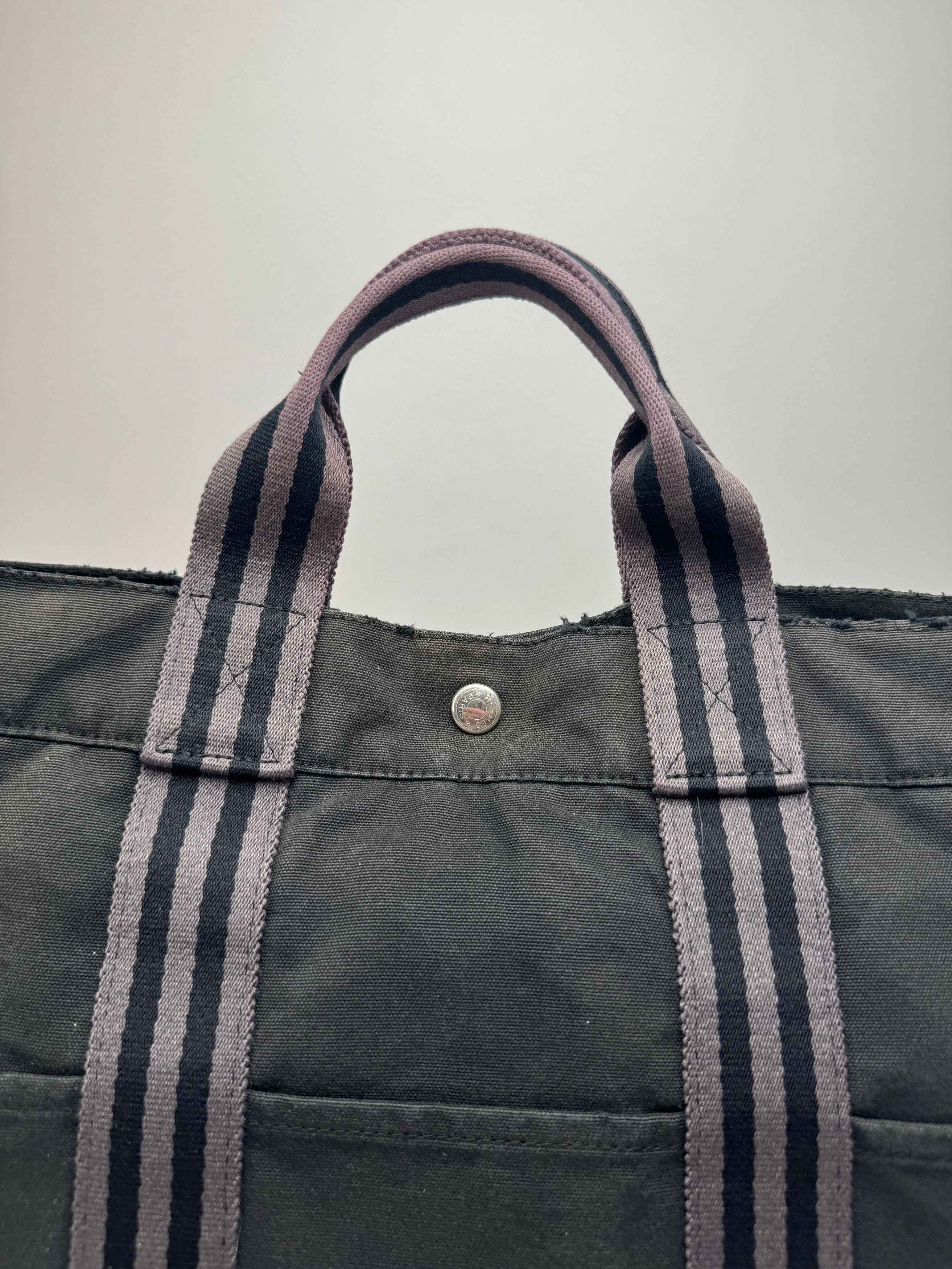 Other Vintage Hermes Canvas Tote Bag black Grey Size ONE SIZE - 14 Thumbnail