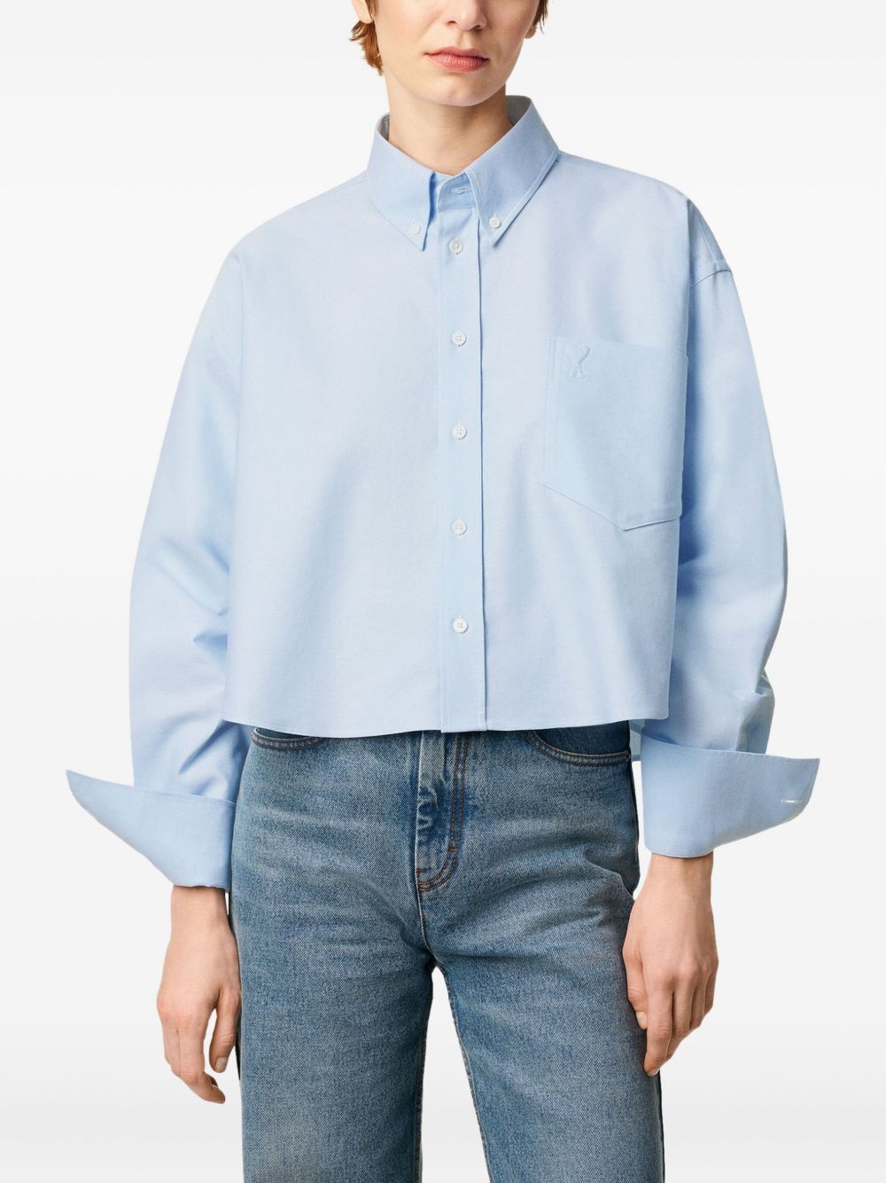 AMI COTTON CROPPED SHIRT Size XS / US 0-2 / IT 36-38 - 2 Thumbnail