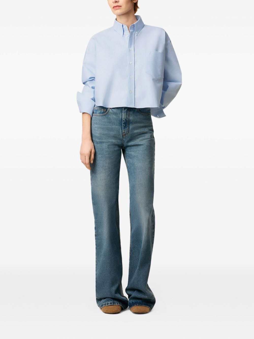 AMI COTTON CROPPED SHIRT Size XS / US 0-2 / IT 36-38 - 4 Thumbnail