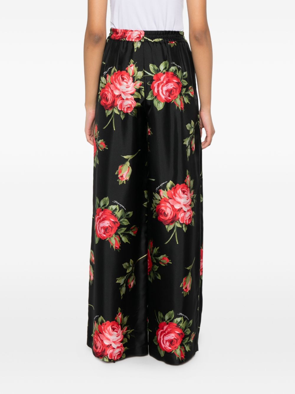 Dolce & Gabbana ROSES BOUQUET PRINT SILK TROUSERS Size 28" / US 6 / IT 42 - 2 Thumbnail
