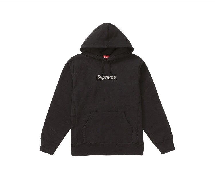Supreme Swarovski Supreme Swarovski Box Logo Hooded Sweatshirt Black Grailed