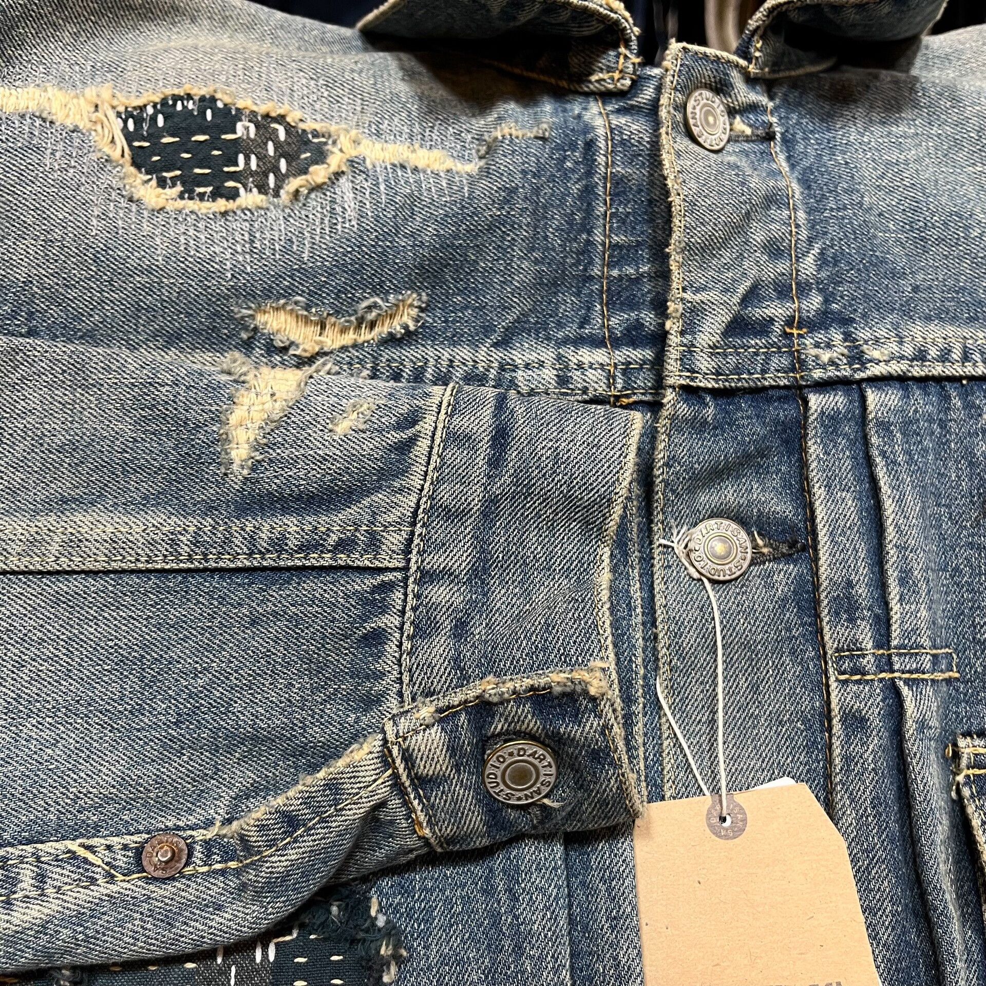Studio D'Artisan Studio D'Artisan Distressed Denim Jacket Size US XXS / EU 40 - 8 Thumbnail
