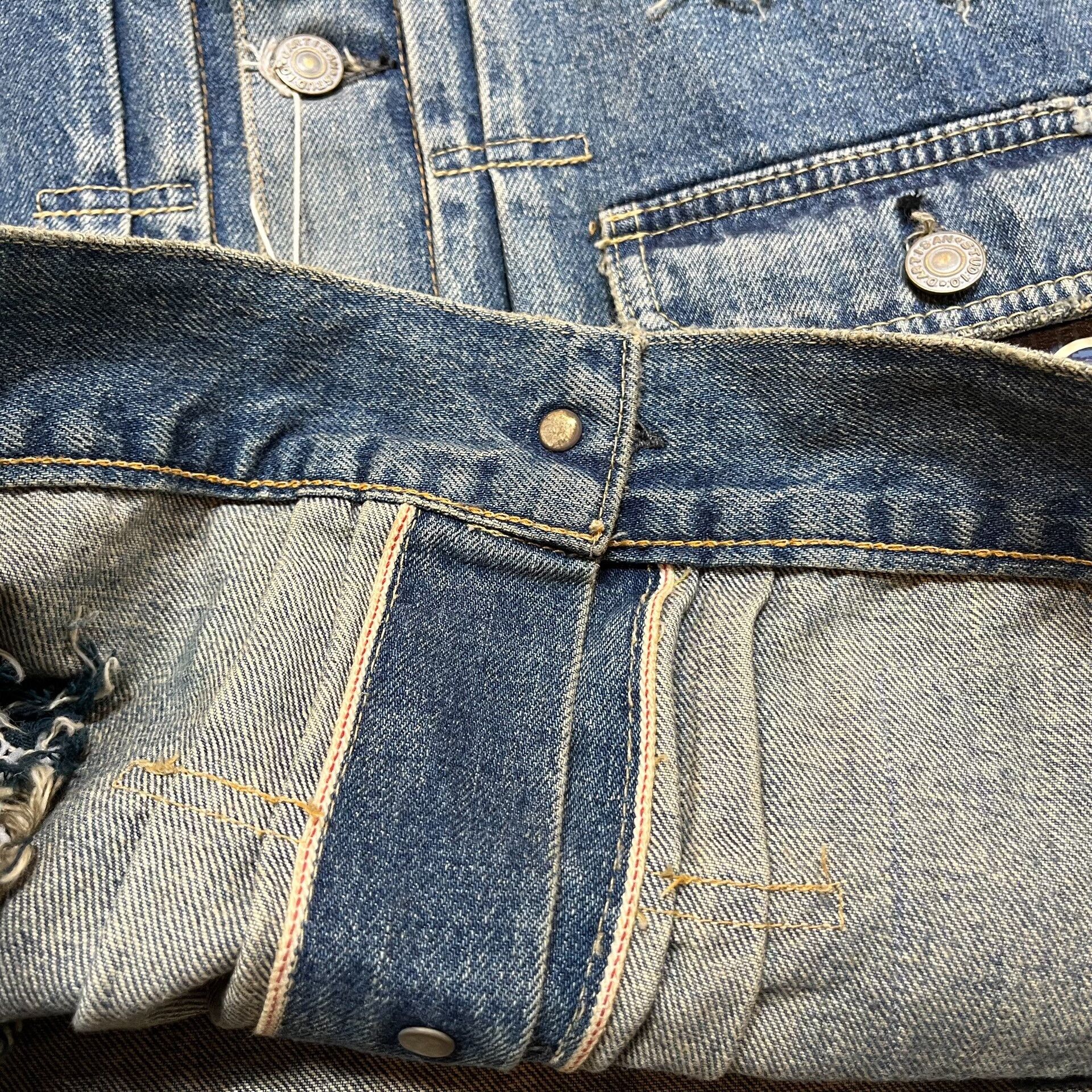 Studio D'Artisan Studio D'Artisan Distressed Denim Jacket Size US XXS / EU 40 - 6 Thumbnail