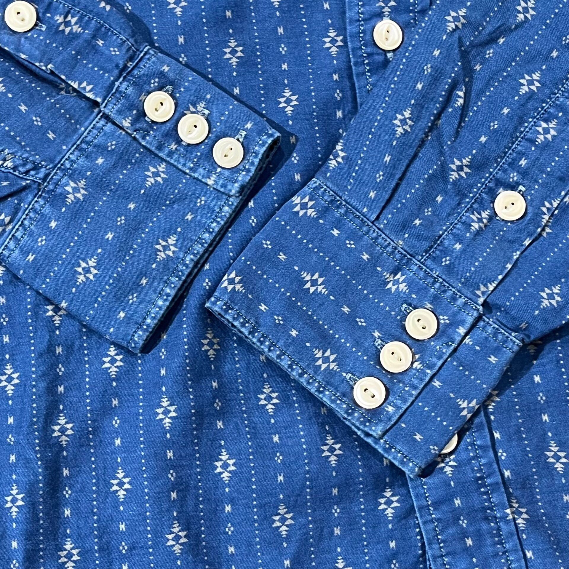 RRL Ralph Lauren RRL Rare Indigo Dyed Print Shirt Size US M / EU 48-50 / 2 - 8 Thumbnail