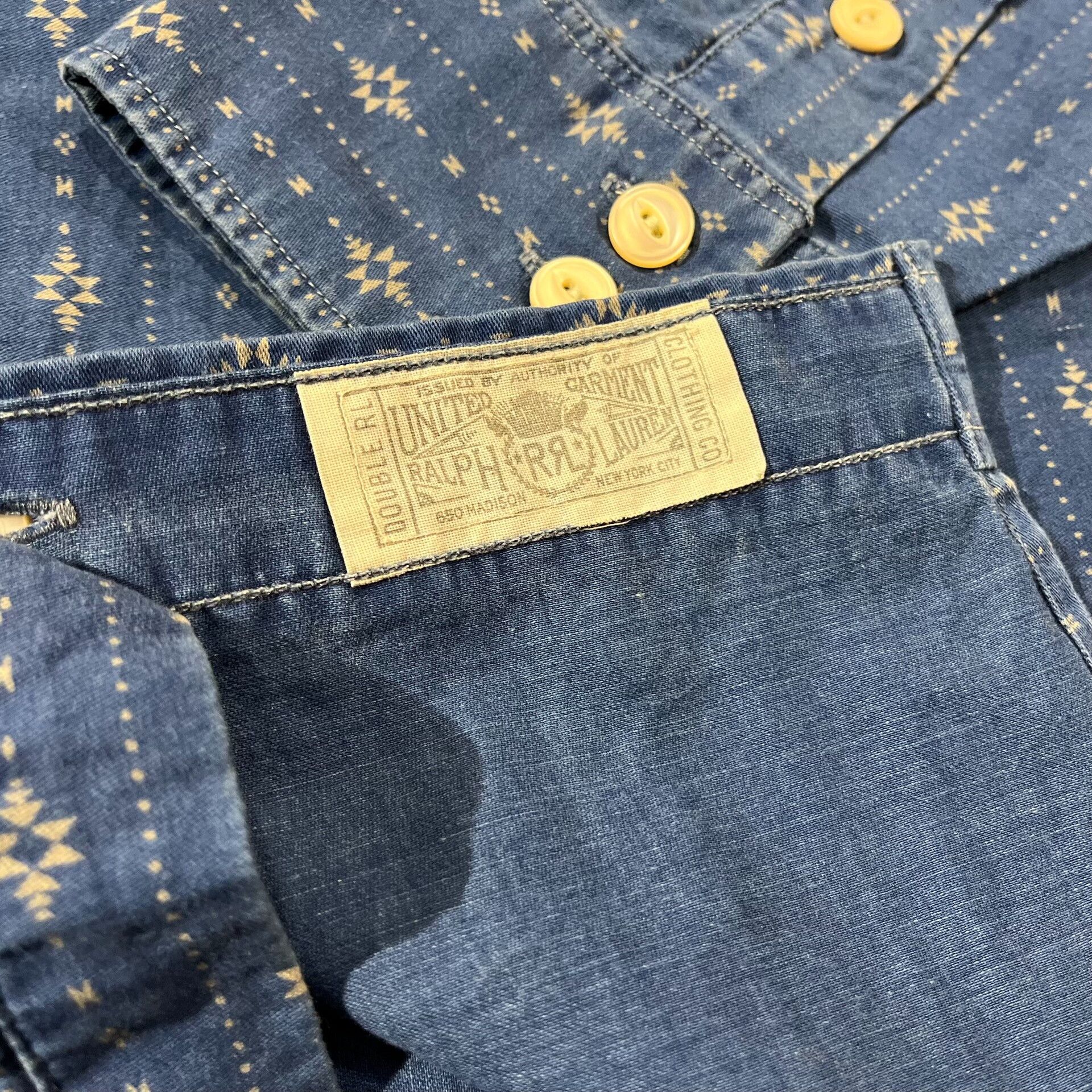 RRL Ralph Lauren RRL Rare Indigo Dyed Print Shirt Size US M / EU 48-50 / 2 - 5 Thumbnail