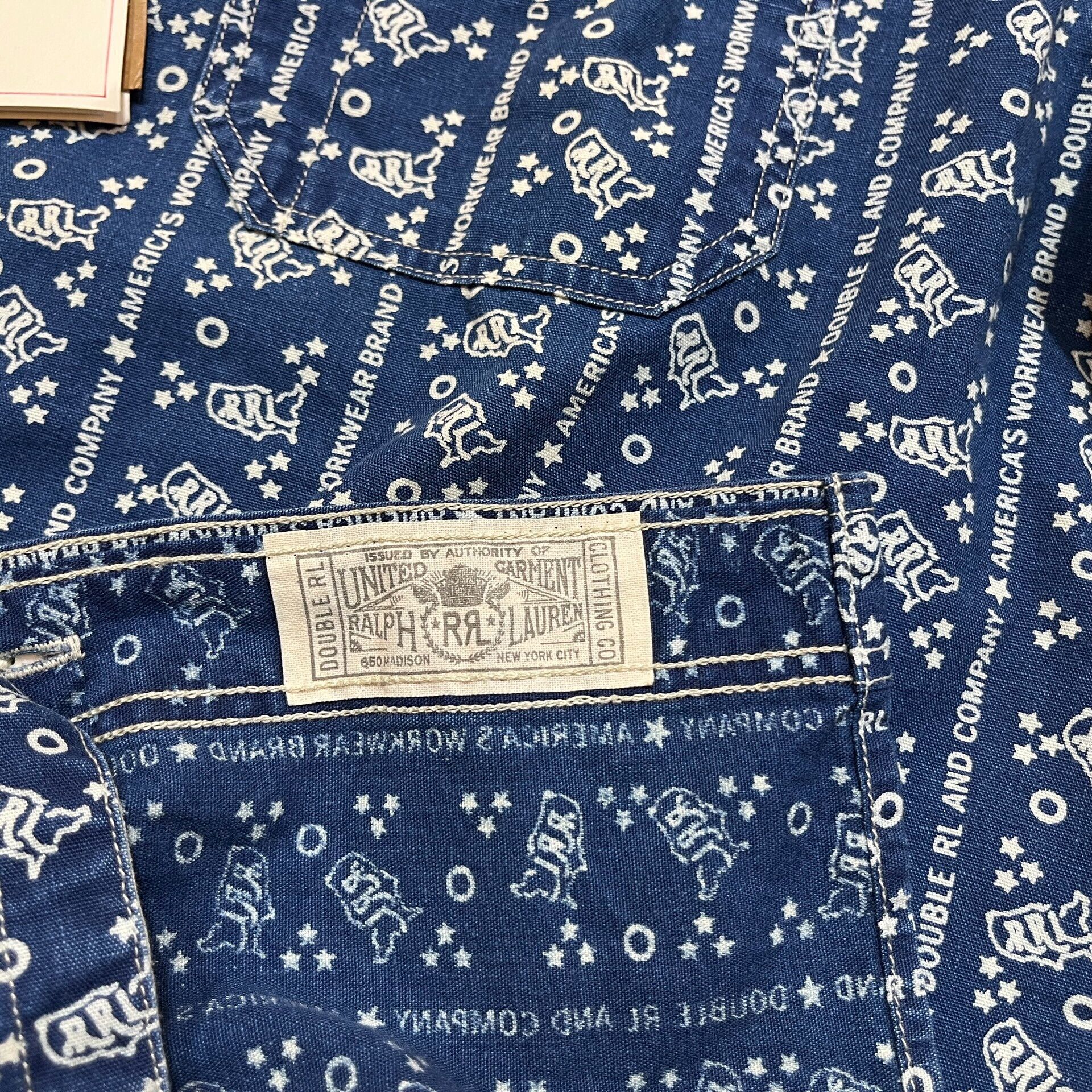 RRL Ralph Lauren RRL Blue Printed Logo Shirt Size US M / EU 48-50 / 2 - 4 Thumbnail