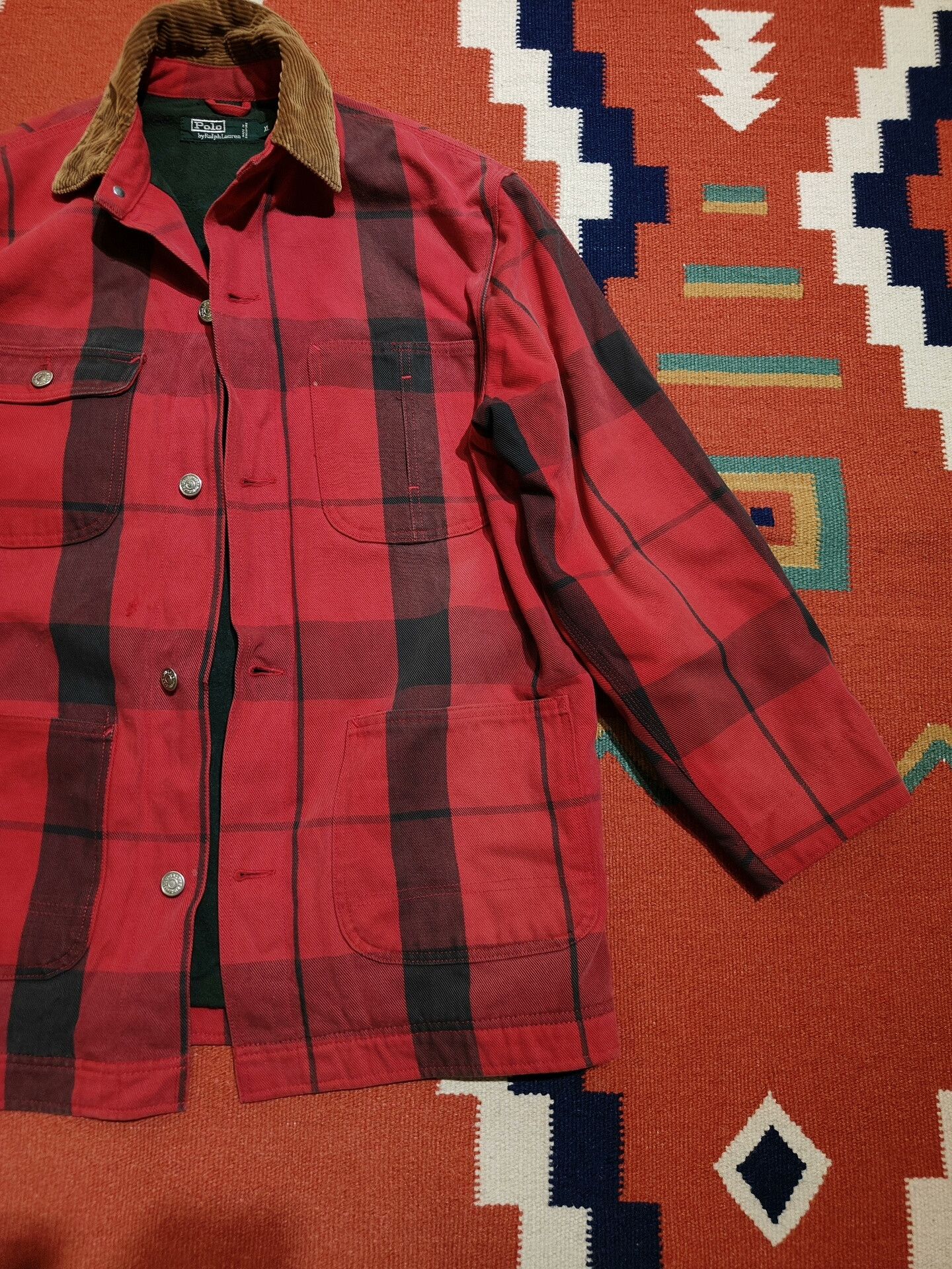 Vintage Vintage Ralph Lauren Red Checked Jacket Size XL / US 12-14 / IT 48-50 - 2 Thumbnail