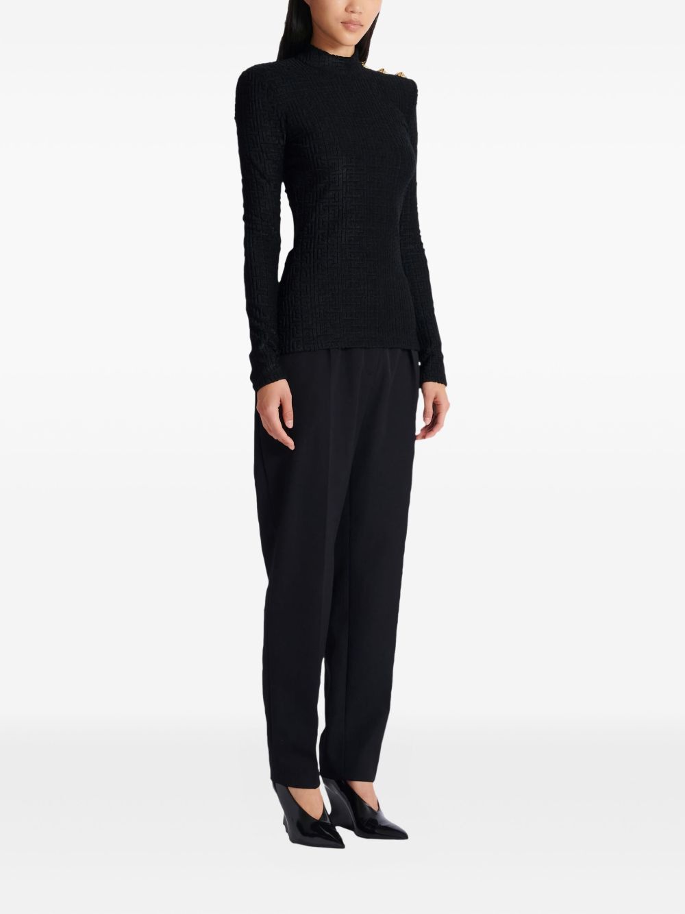 Balmain MONOGRAM HIGH-NECK TOP Size S / US 4 / IT 40 - 2 Thumbnail