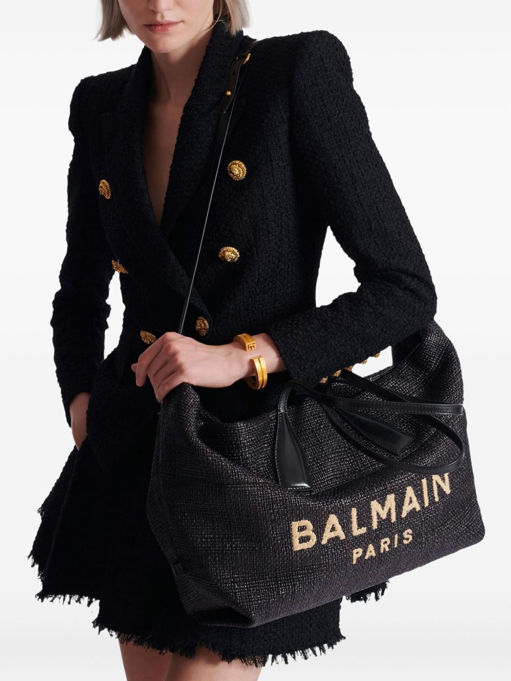Balmain TRACK RAFIA TOTE Size ONE SIZE - 4 Thumbnail