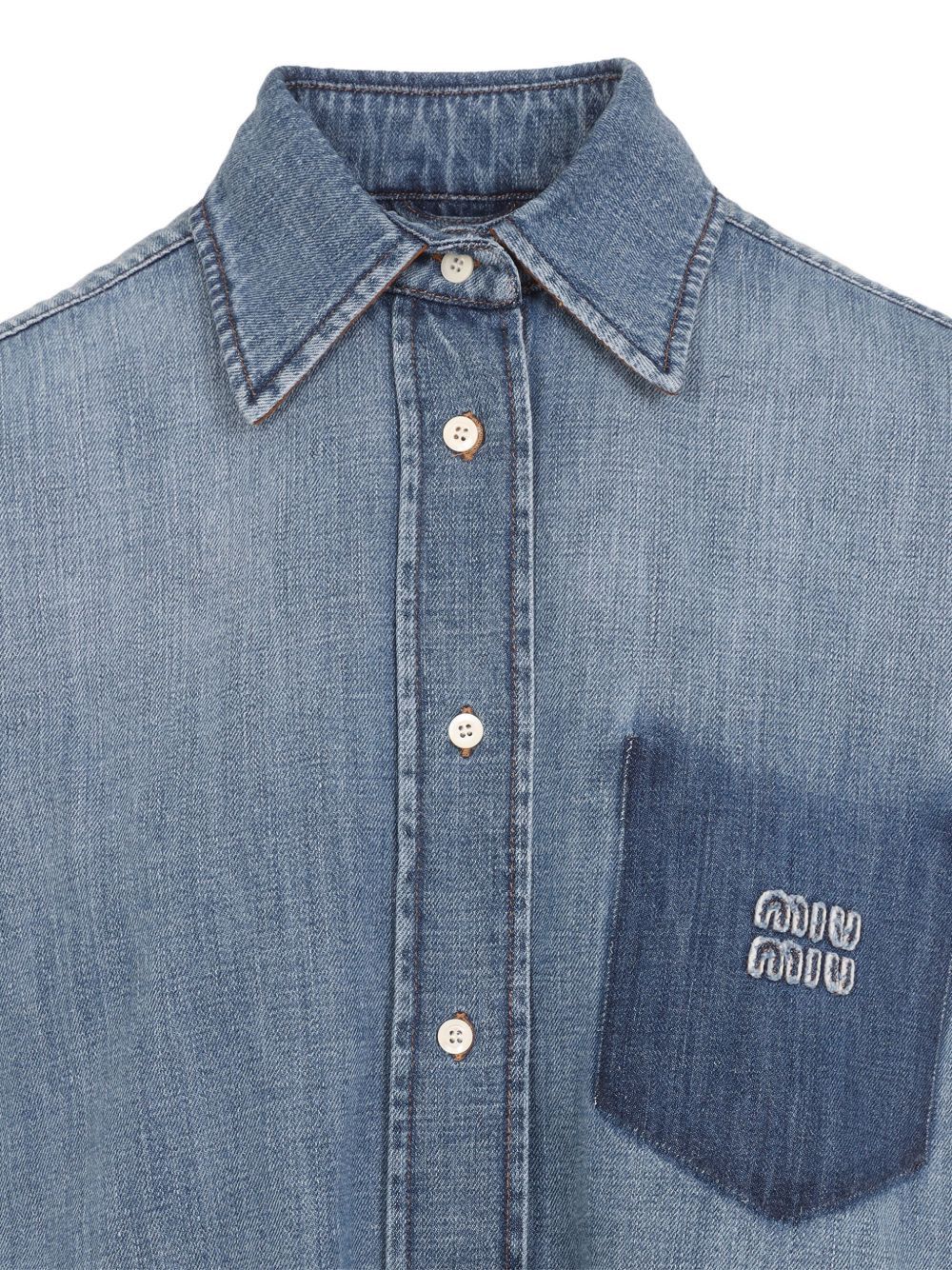 Miu Miu SUEDE AND DENIM SHIRT Size S / US 4 / IT 40 - 2 Thumbnail