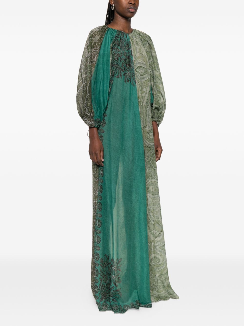 Pierre-Louis Mascia SILK AND COTTON BLEND LONG DRESS Size M / US 6-8 / IT 42-44 - 4 Thumbnail