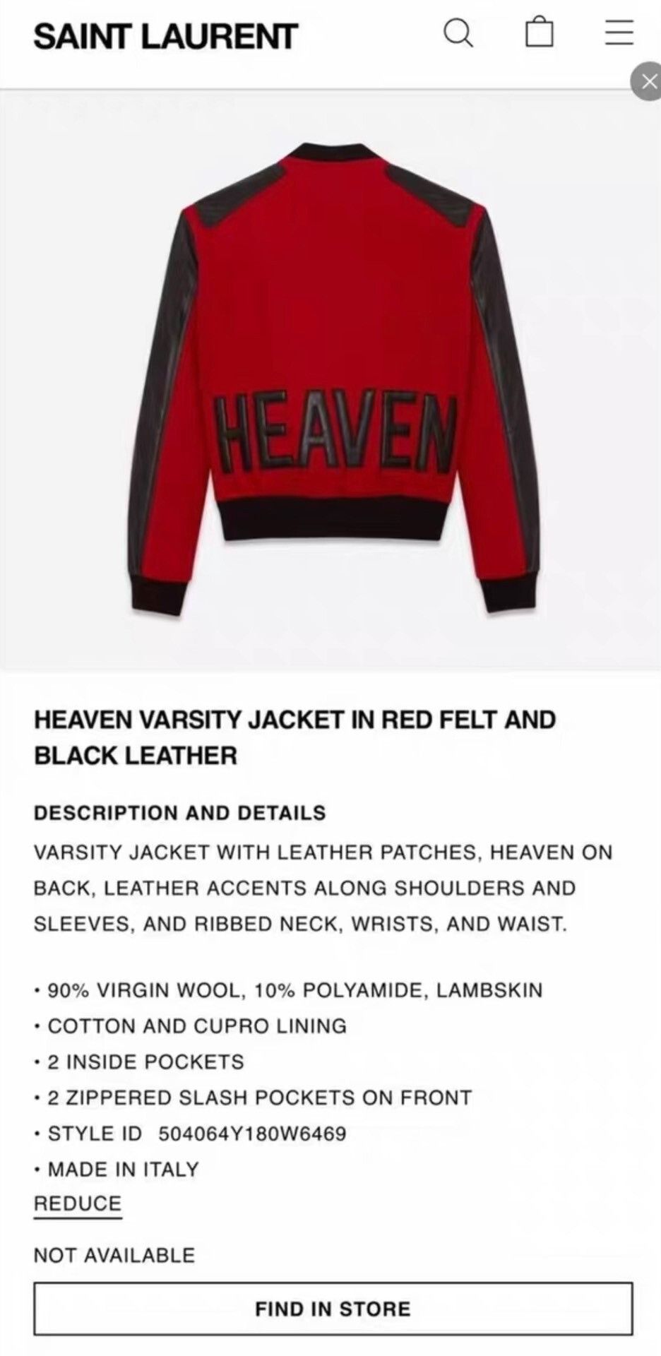 Saint Laurent Paris Saint Laurent Red and Black Baseball Jacket Size US L / EU 52-54 / 3 - 9 Thumbnail
