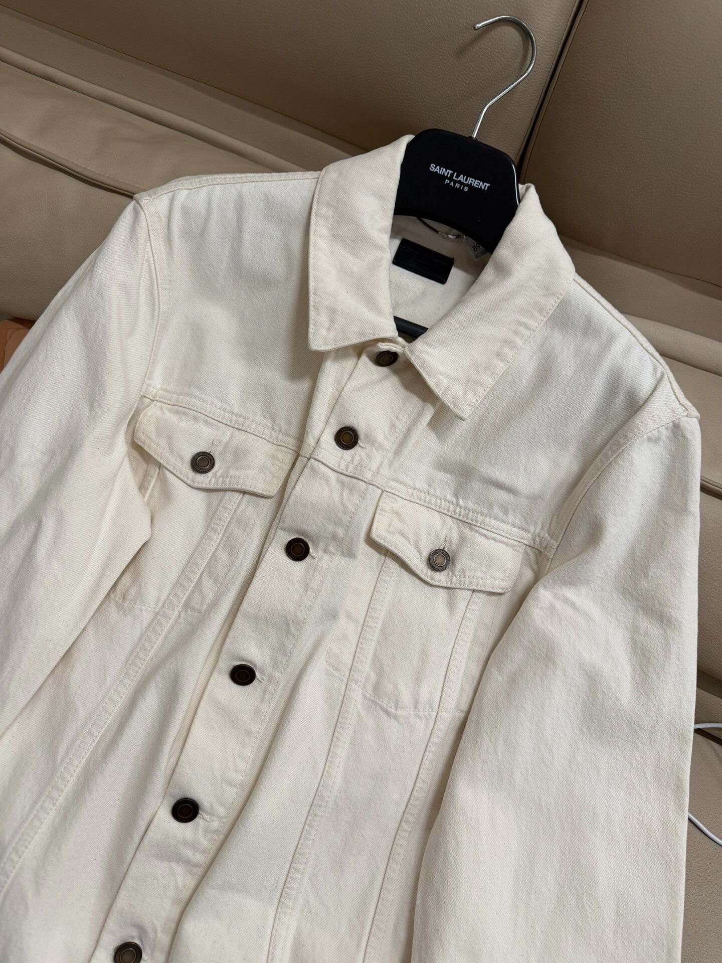 Saint Laurent Paris Saint Laurent Beige Denim Jacket Size 50 Size US M / EU 48-50 / 2 - 4 Thumbnail