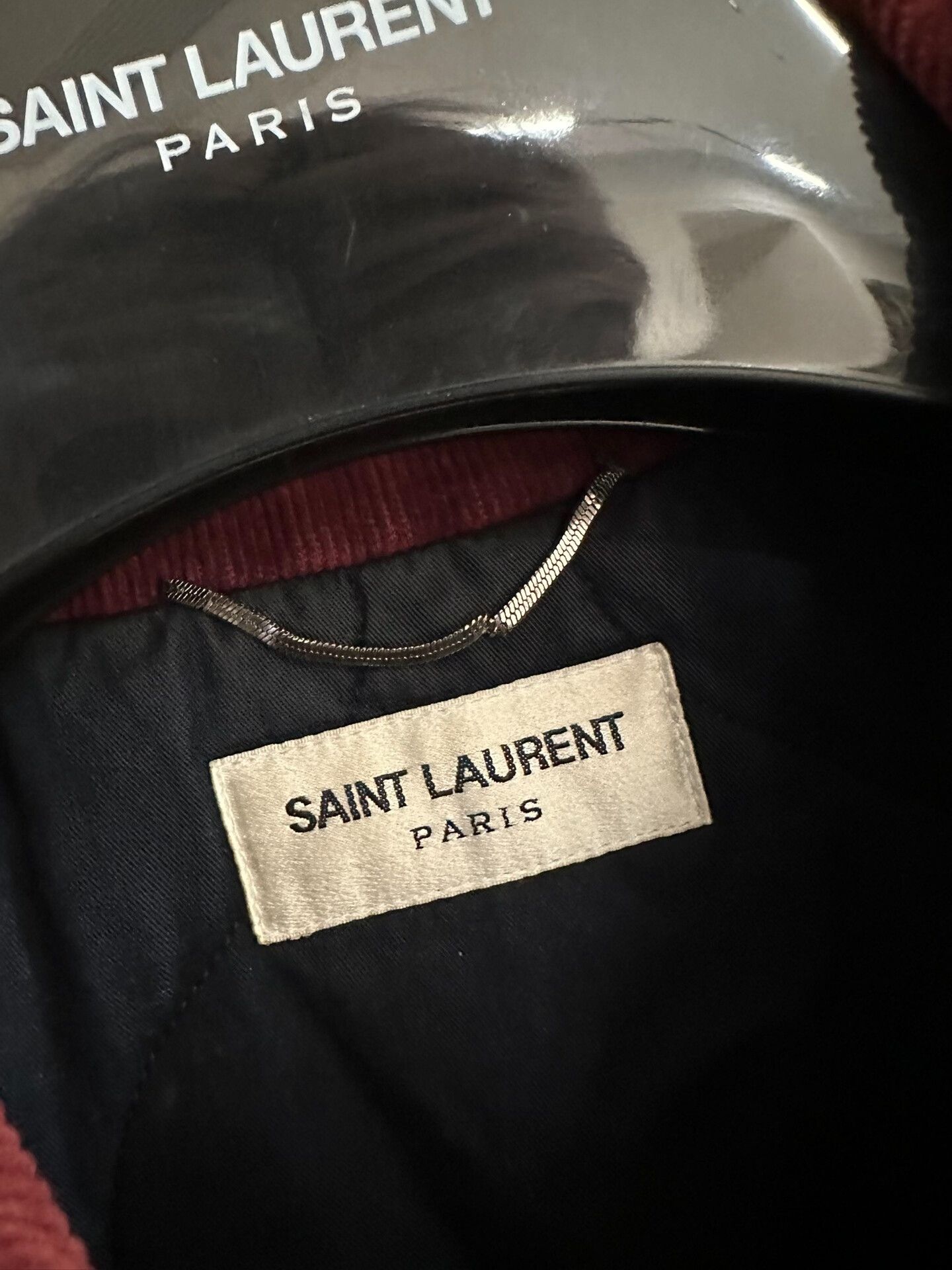 Saint Laurent Paris Saint Laurent Burgundy Baseball Jacket Size US M / EU 48-50 / 2 - 2 Thumbnail