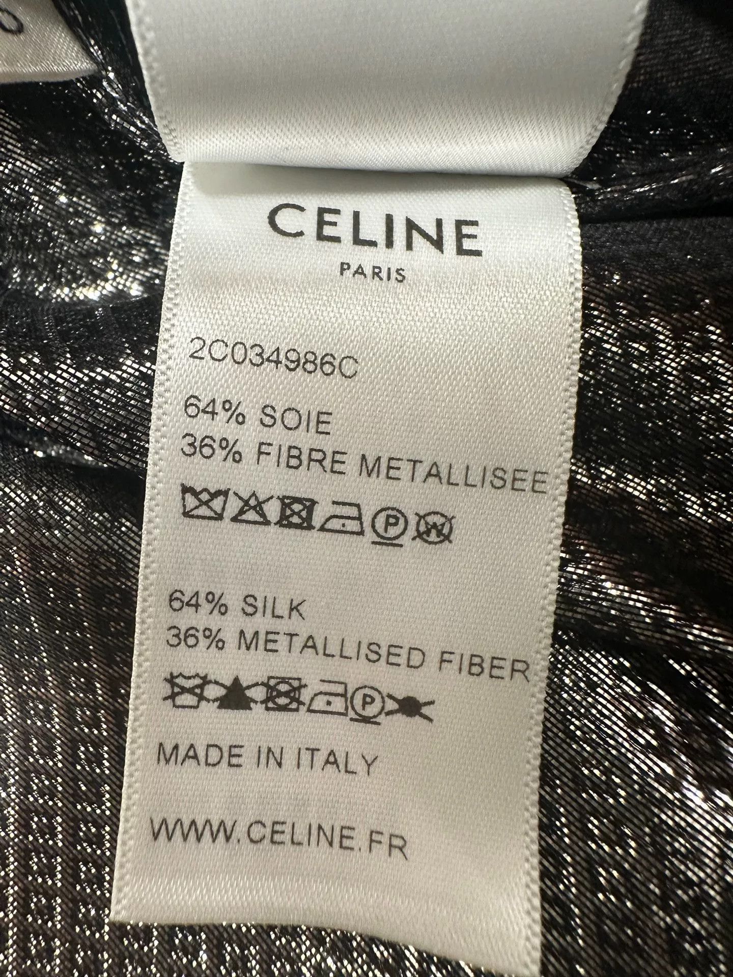 Celine Celine Silver Snake Print Silk Shirt Size US XXS / EU 40 - 6 Thumbnail